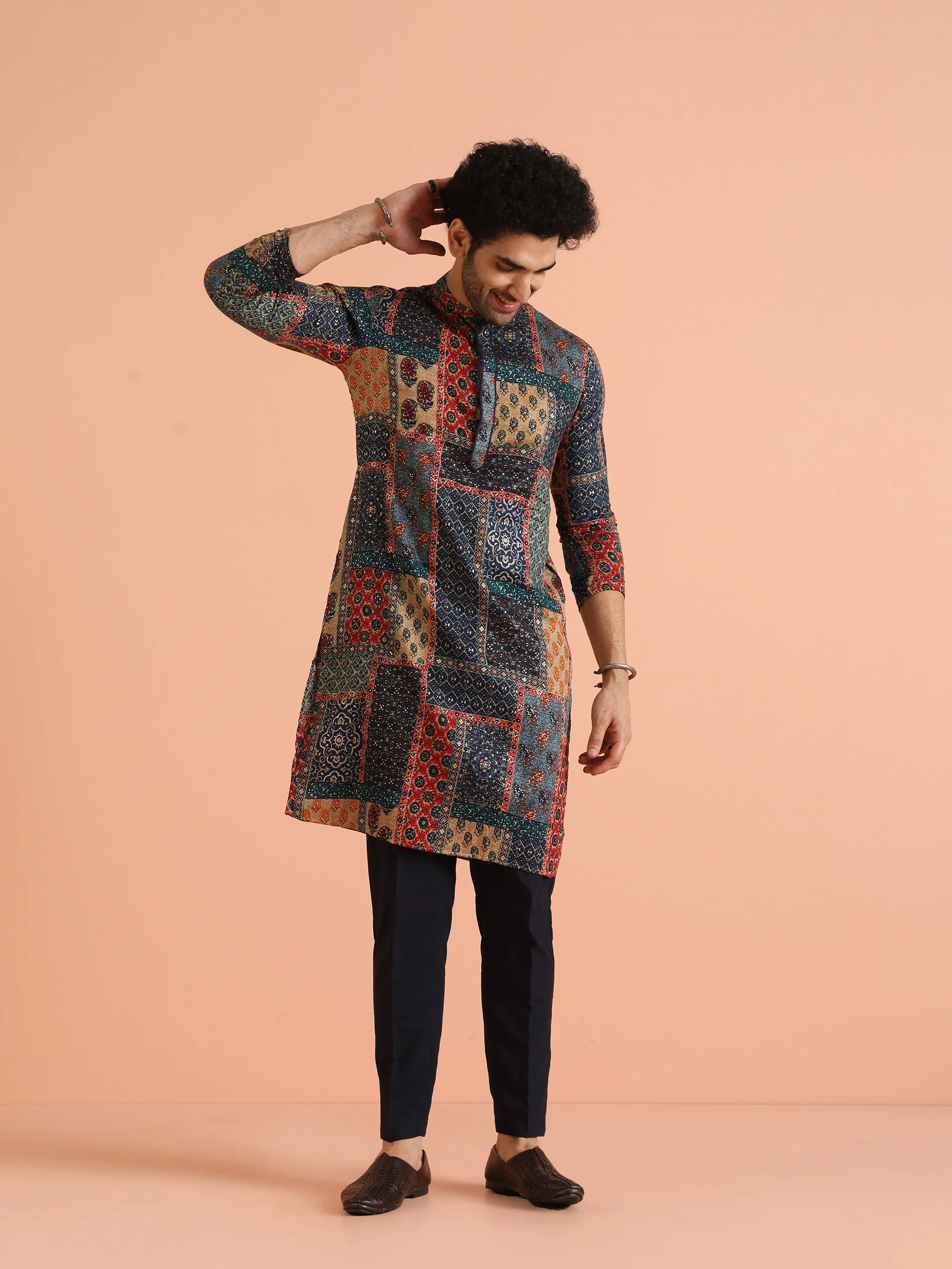Multi Cotton Printed Kurta Trouser Set - Image 2