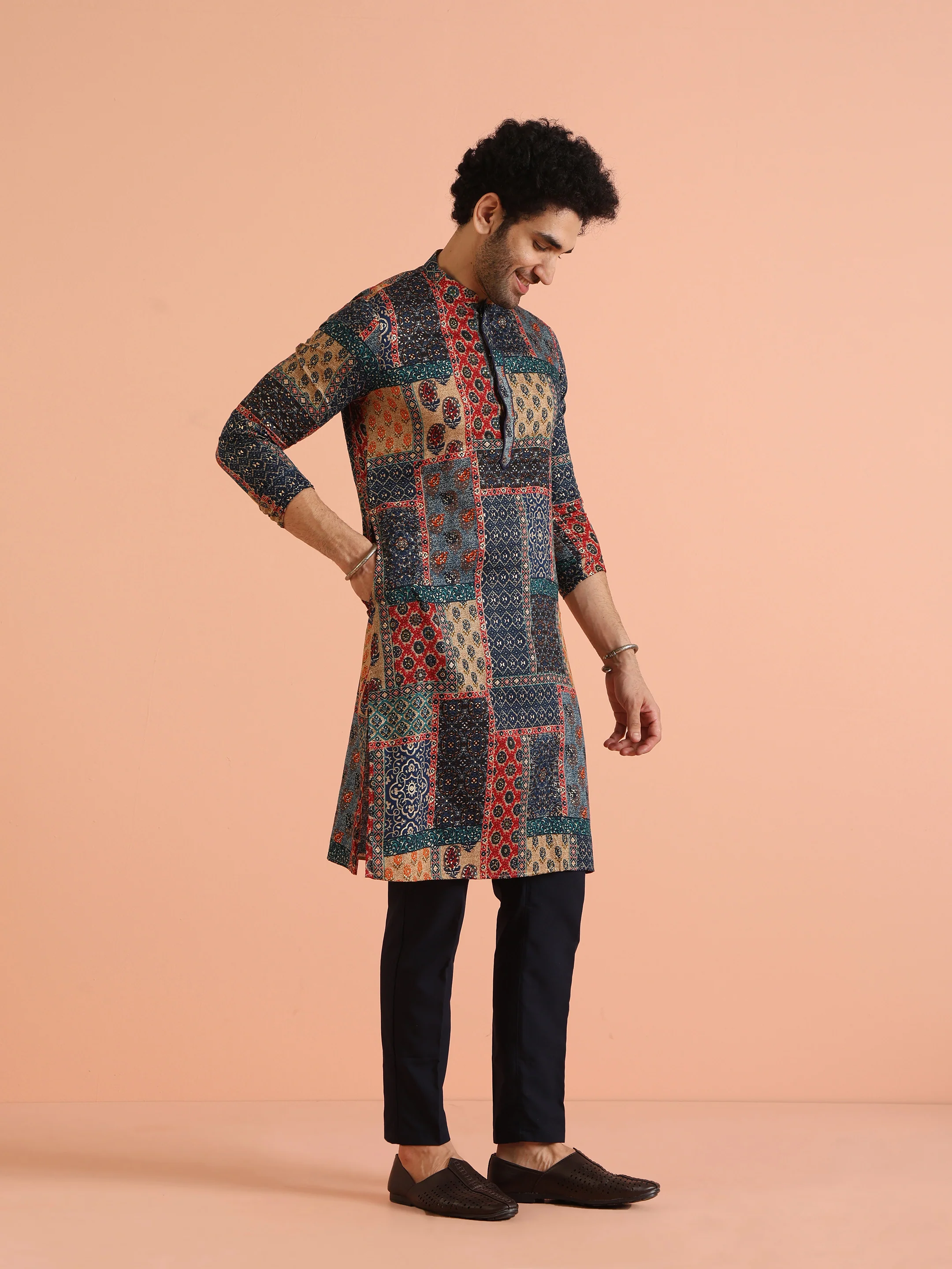 Multi Cotton Printed Kurta Trouser Set - Image 3