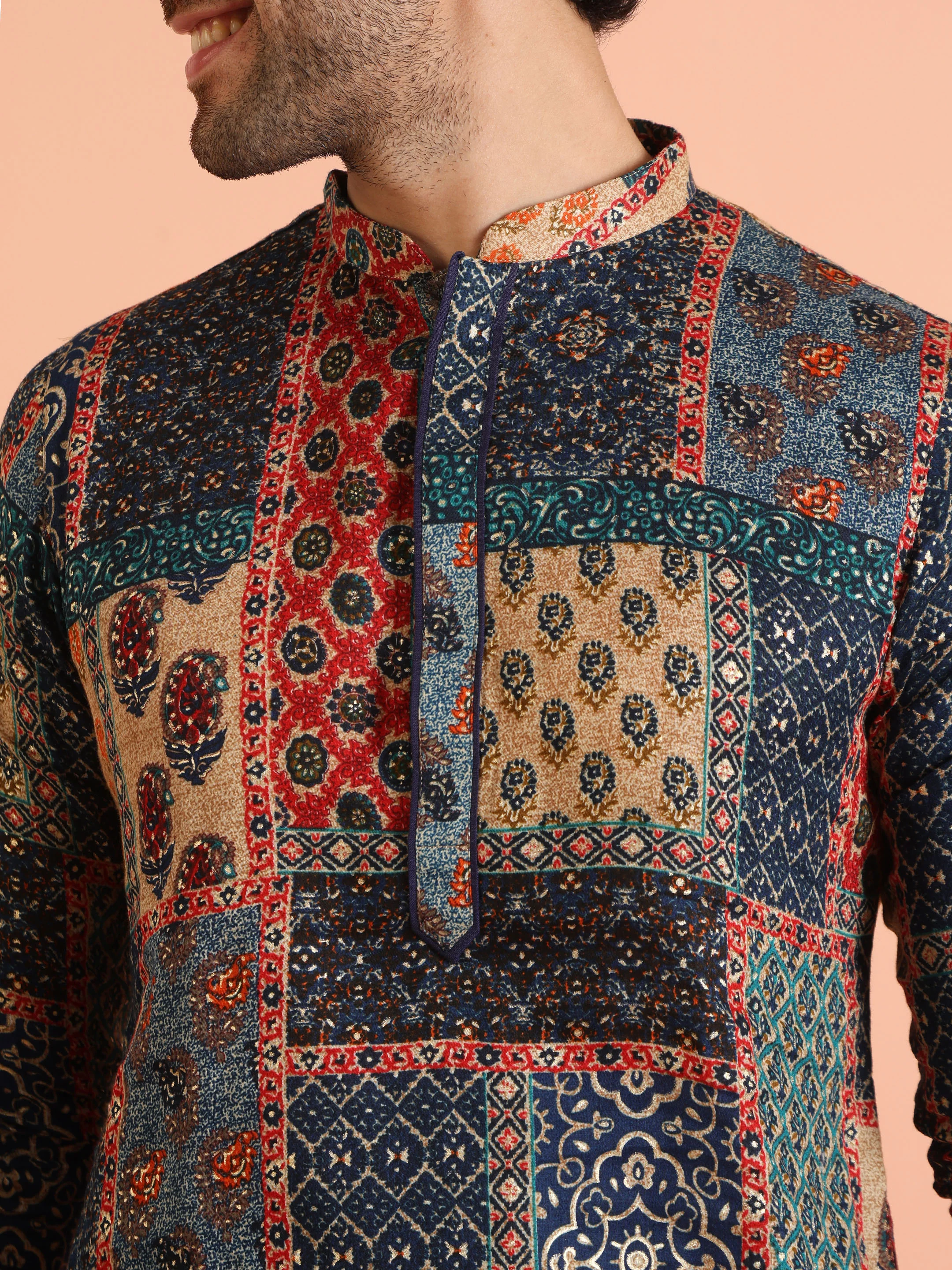 Multi Cotton Printed Kurta Trouser Set - Image 6