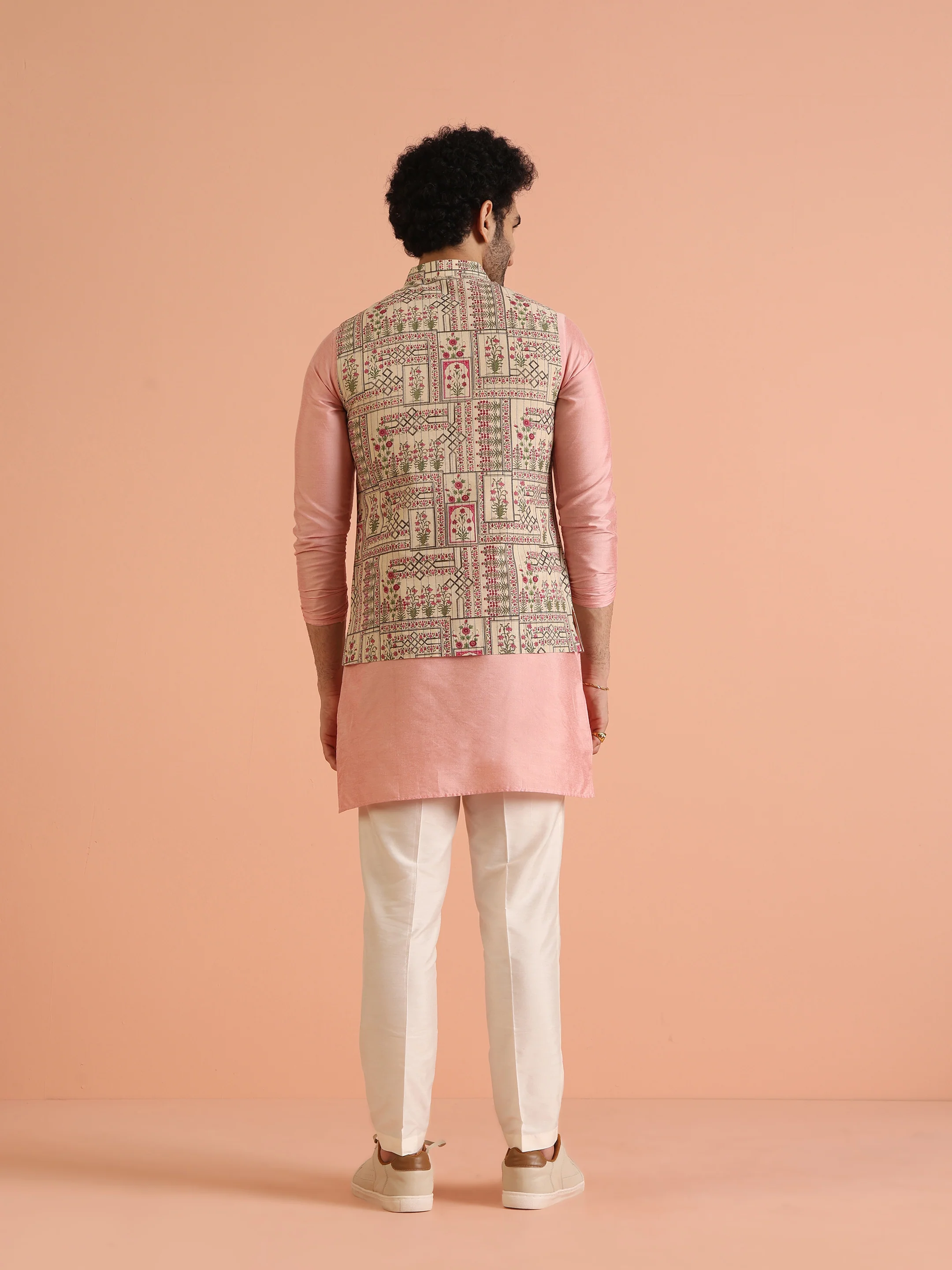 Multi Cotton Floral Printed Jacket Kurta Trouser - Image 5
