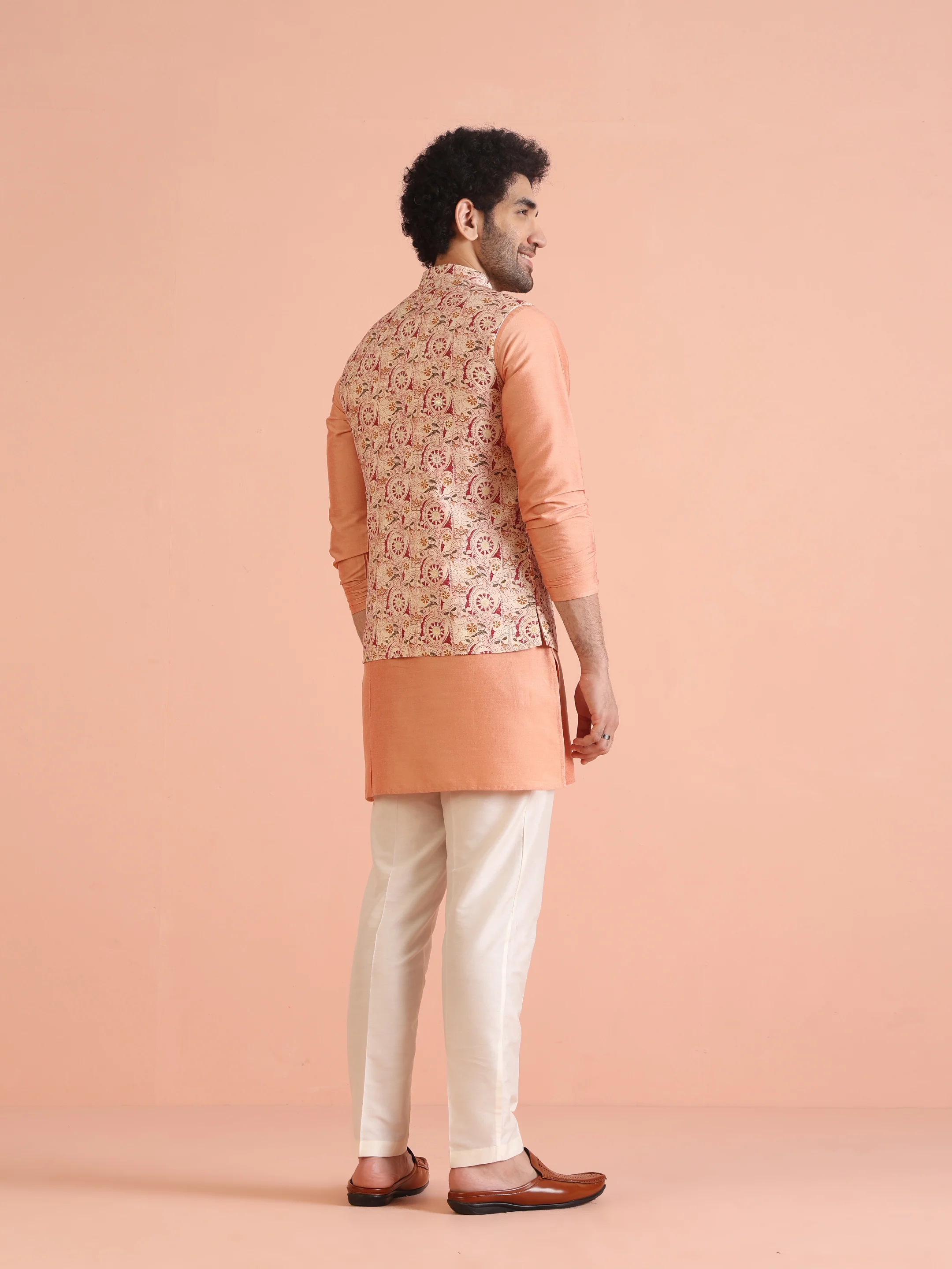 Multi Kantha Printed Nehru Jacket Set - Image 4