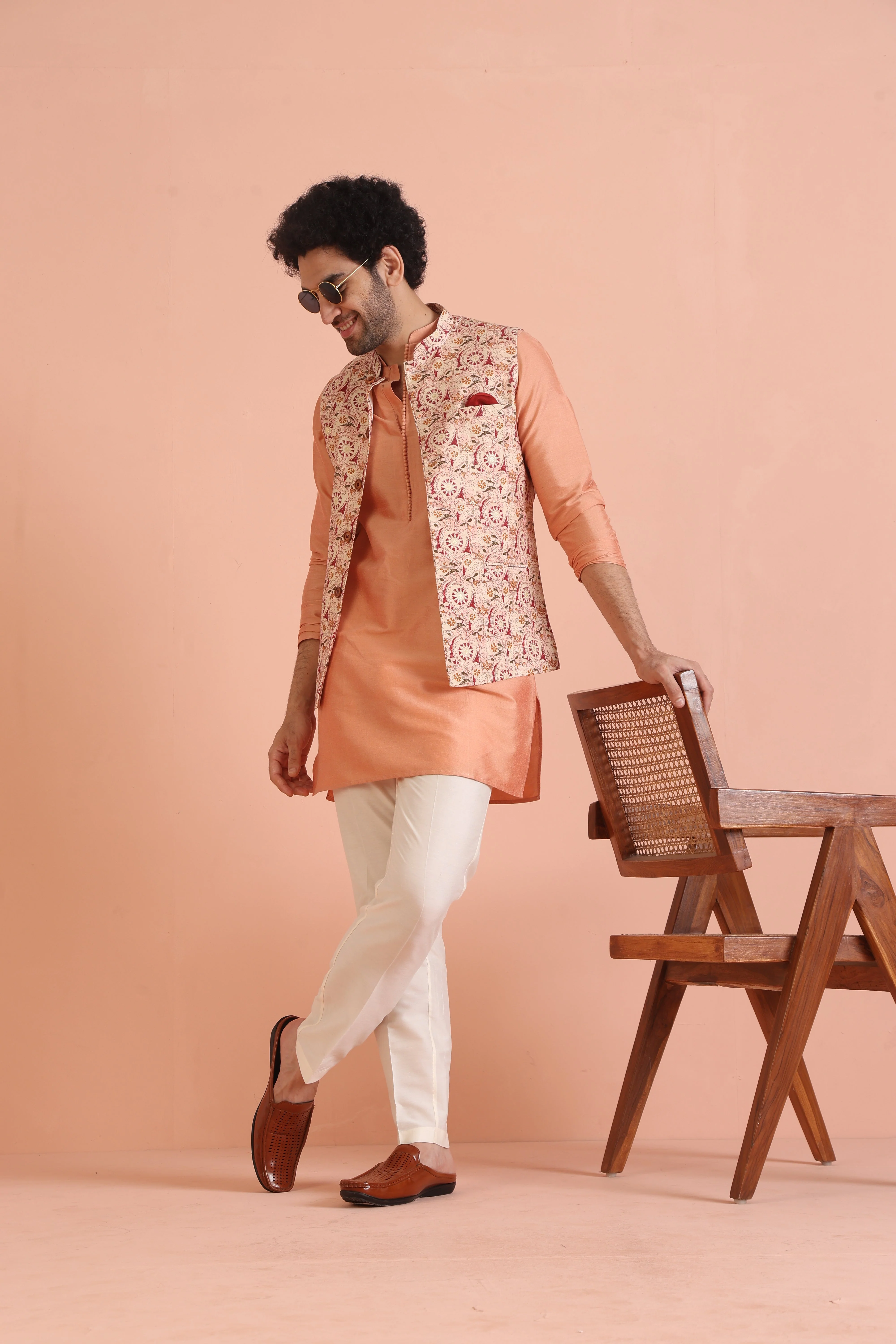 Multi Kantha Printed Nehru Jacket Set - Image 8