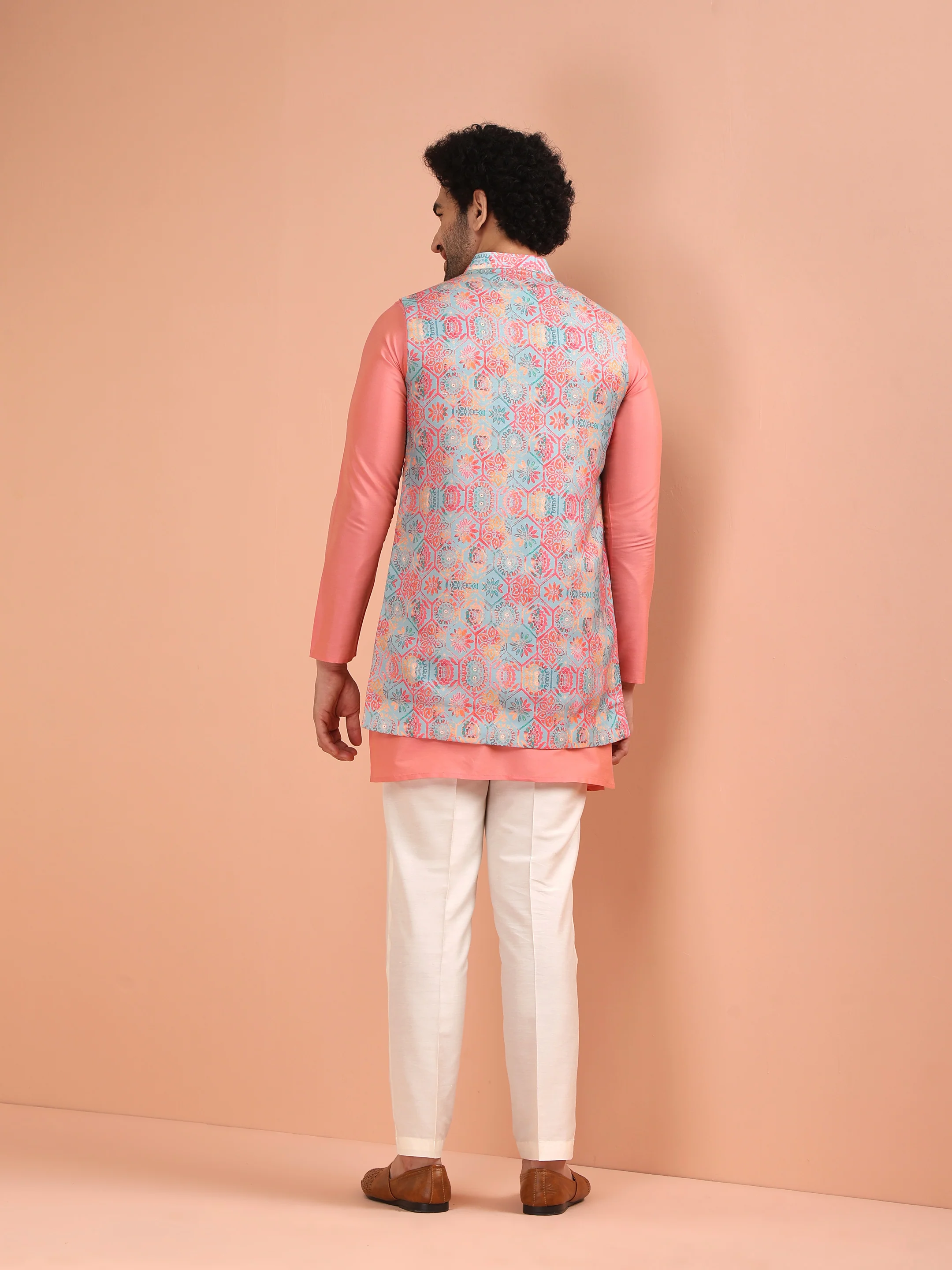 Multi Color Printed Nehru Jacket Kurta Set - Image 4
