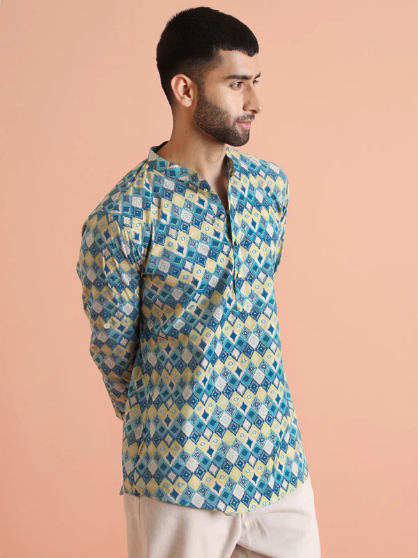 Multicolor Geometric Printed Short Kurta - Image 2