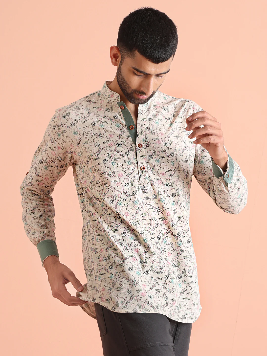 Multi Color Cotton Printed Short Kurta - Image 2