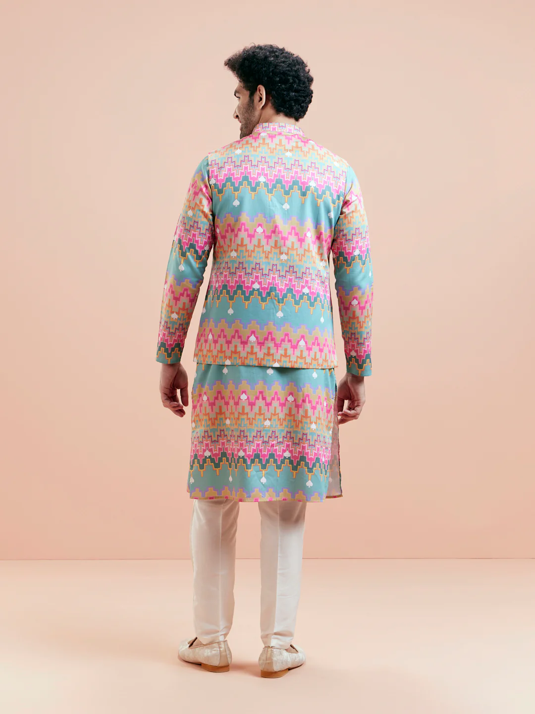 Multicolor Jacket Kurta Trouser Set - Image 5