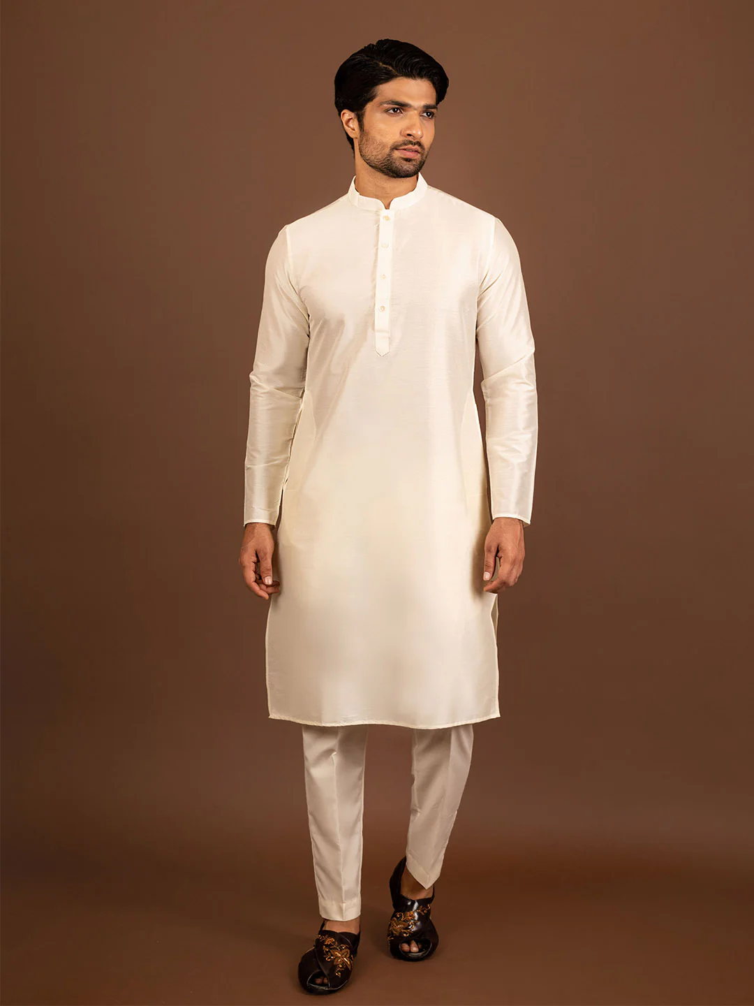 Men Mustard Kurta Jacket Trouser Set - Image 5