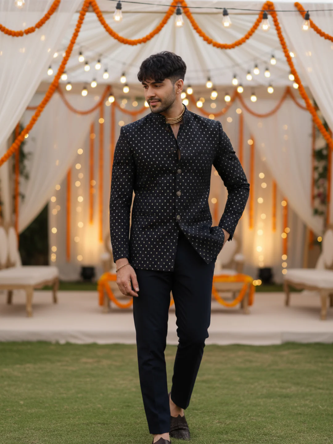 Navy Blue Jodhpuri Bandhgala Set - Image 2