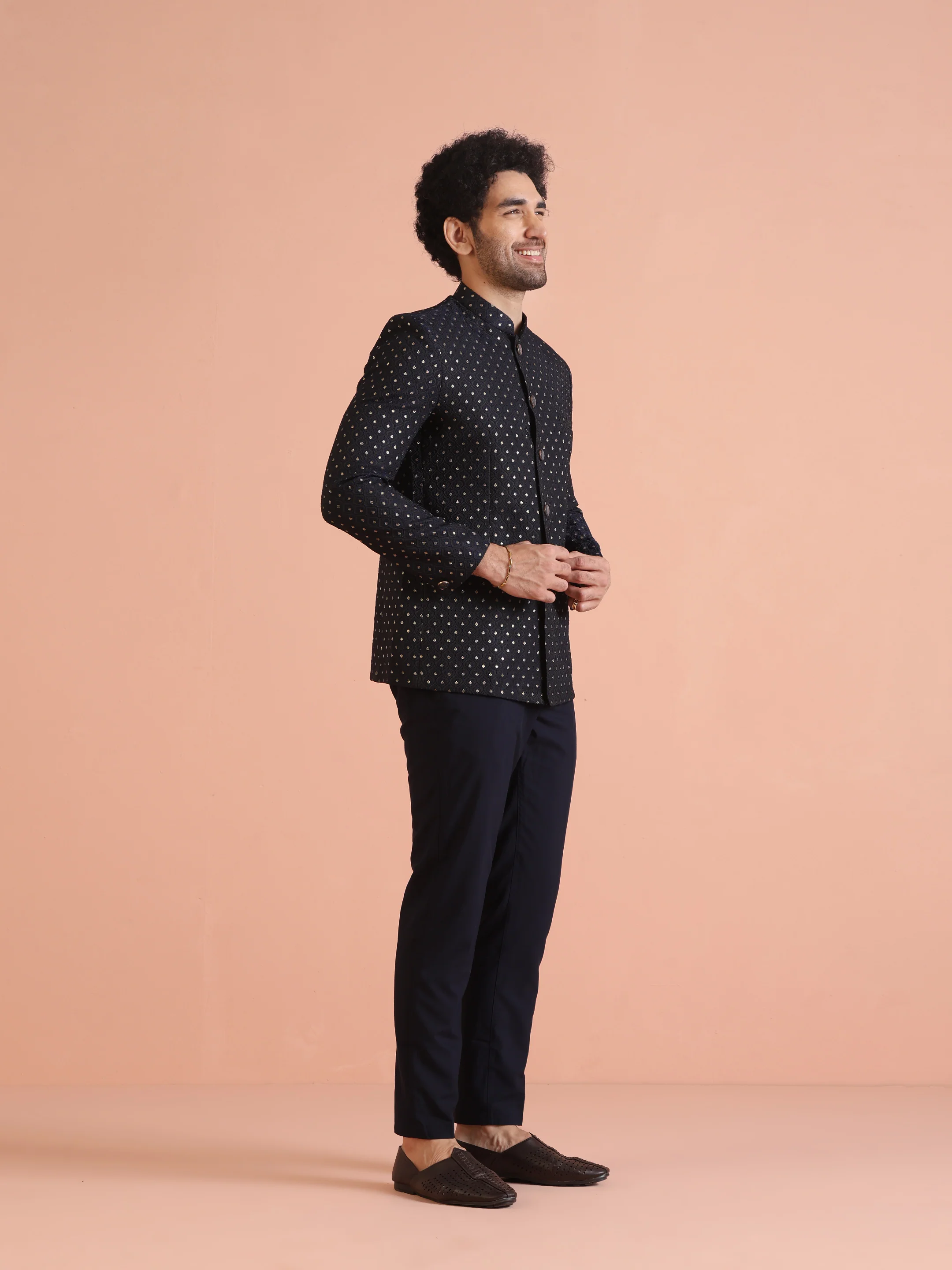 Navy Blue Jodhpuri Bandhgala Set - Image 3