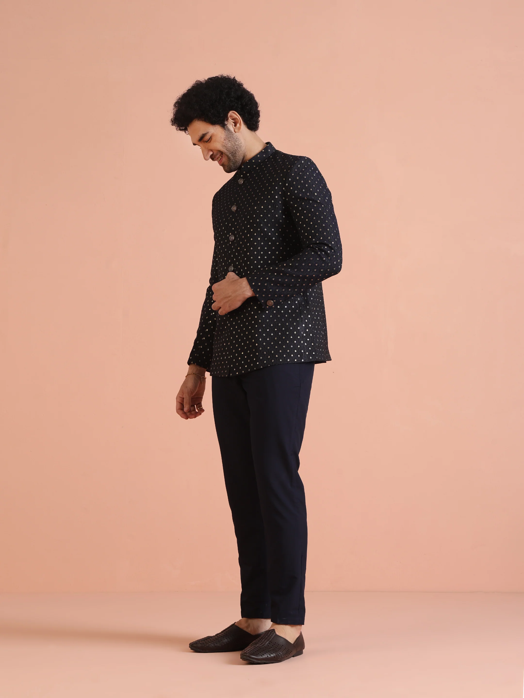 Navy Blue Jodhpuri Bandhgala Set - Image 4
