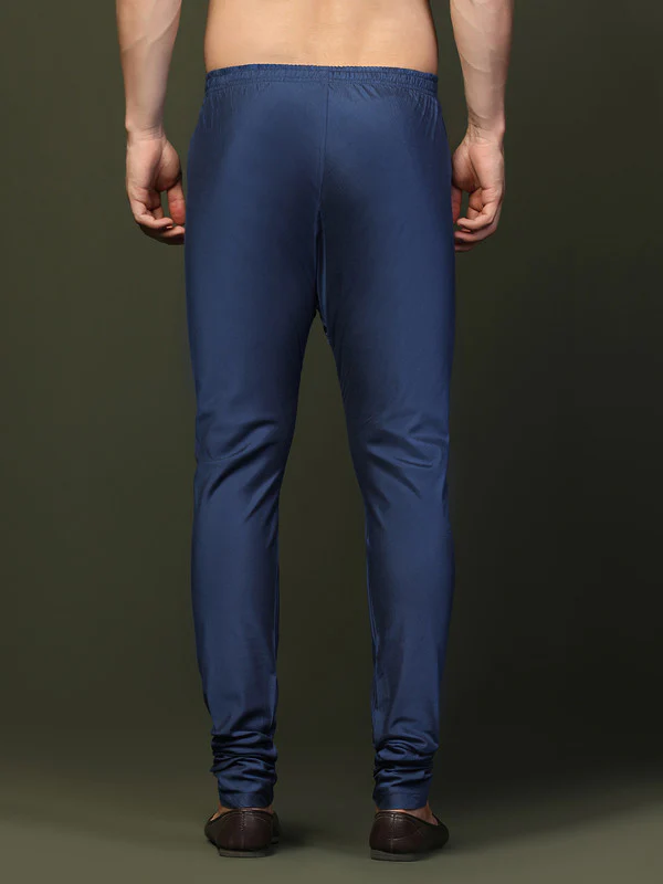 Blue Art Silk Solid Churidar Pajama - Image 4