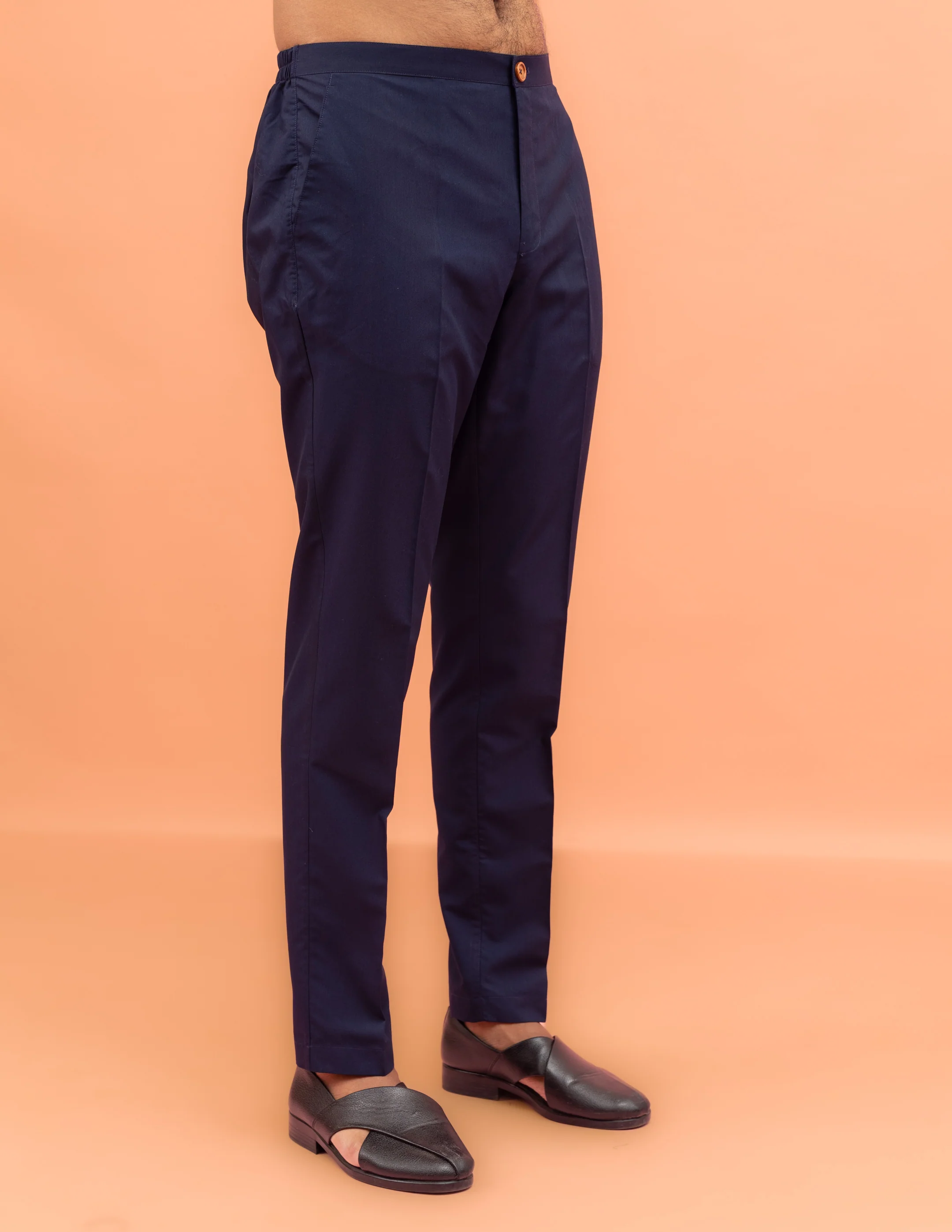 Men Navy Blue Printed Kurta Trouser Set with Tie & Dye - Image 6