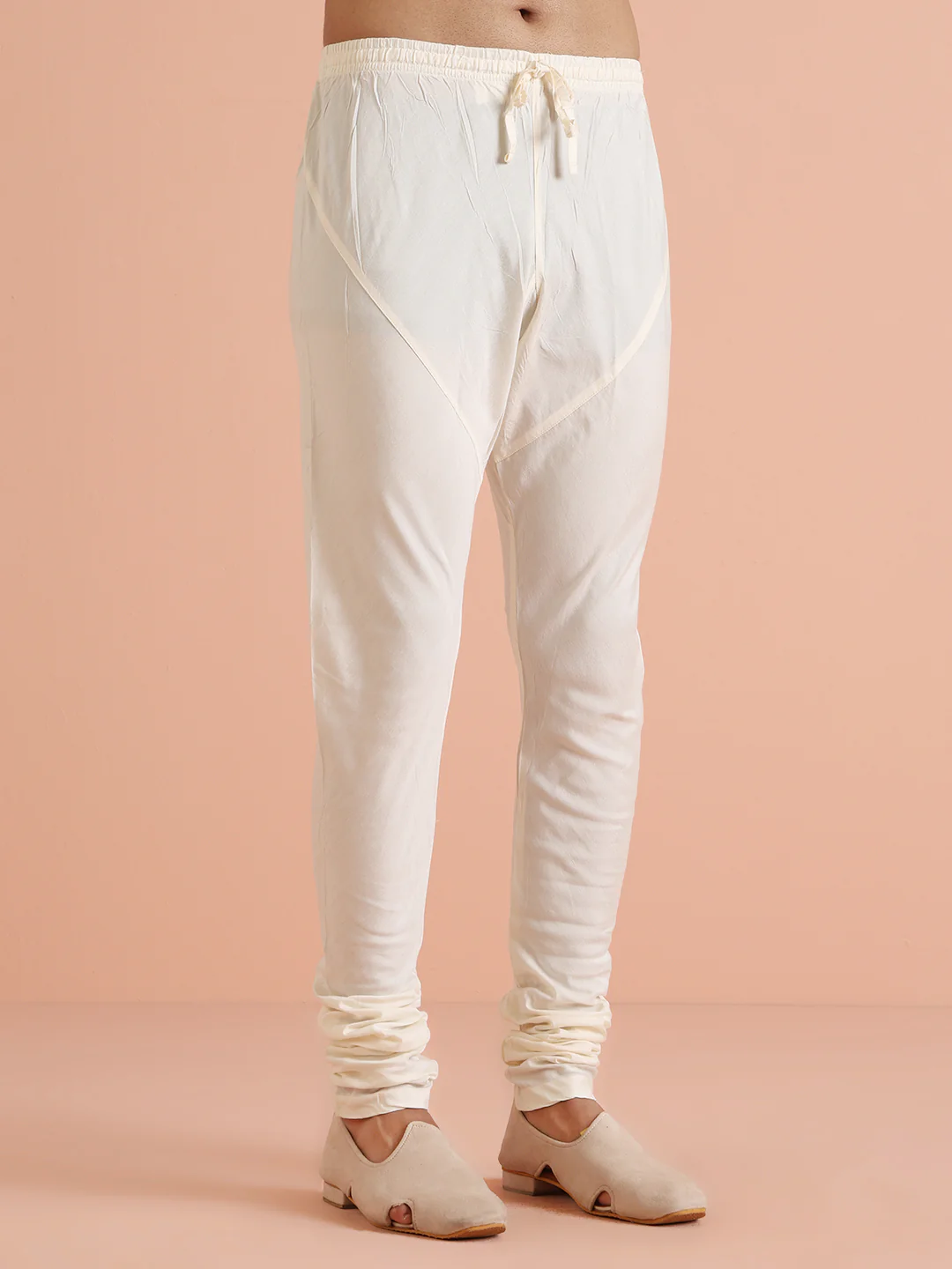 Men Off White Kurta Churidar Set - Image 8