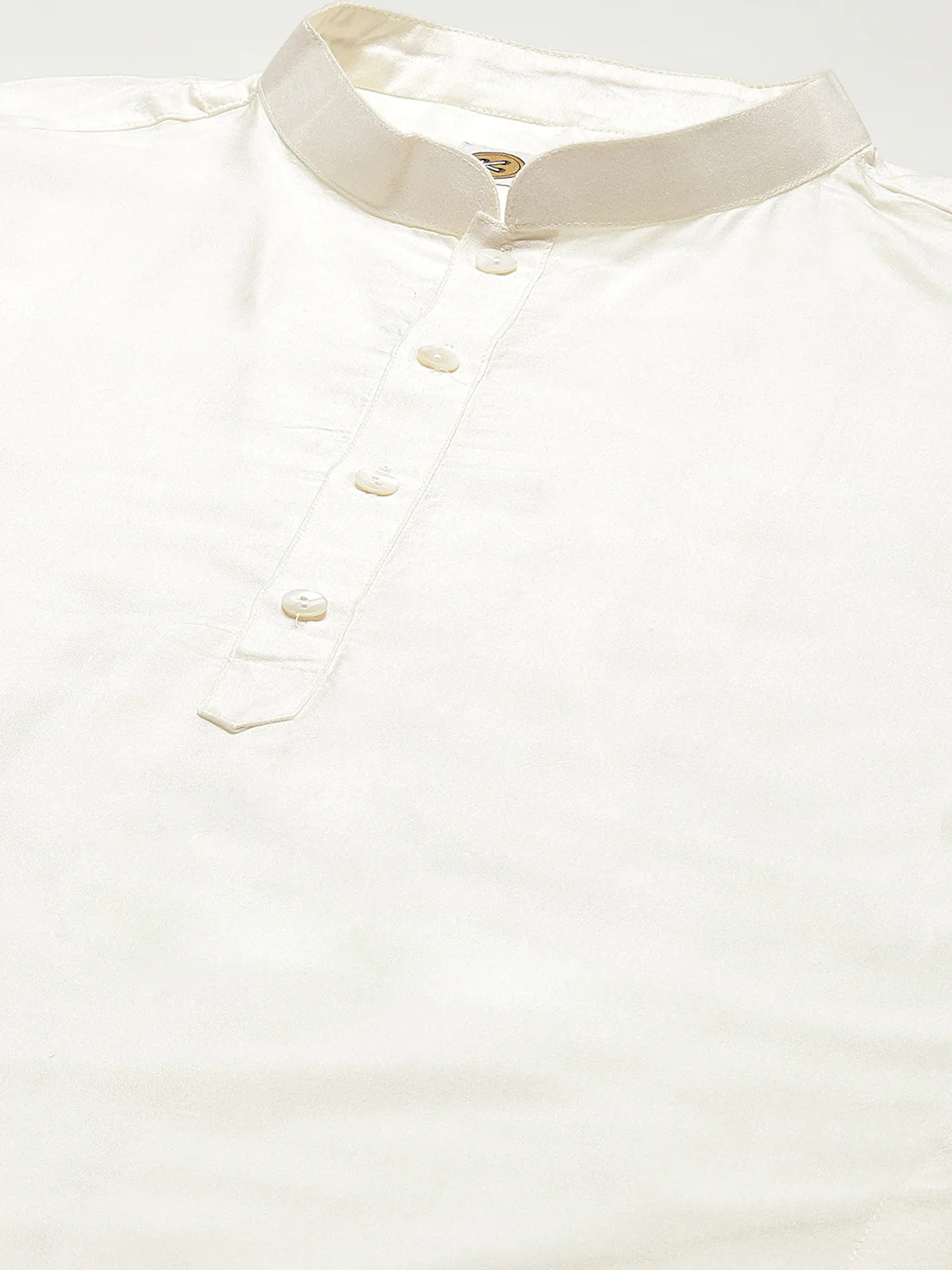 Cream Cotton Silk Kurta Dhoti Set - Image 5