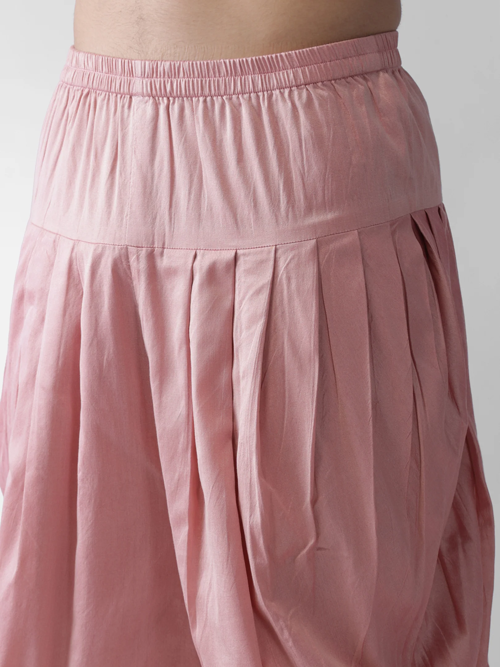 White Cotton Silk Kurta with Pink Dhoti Set - Image 6