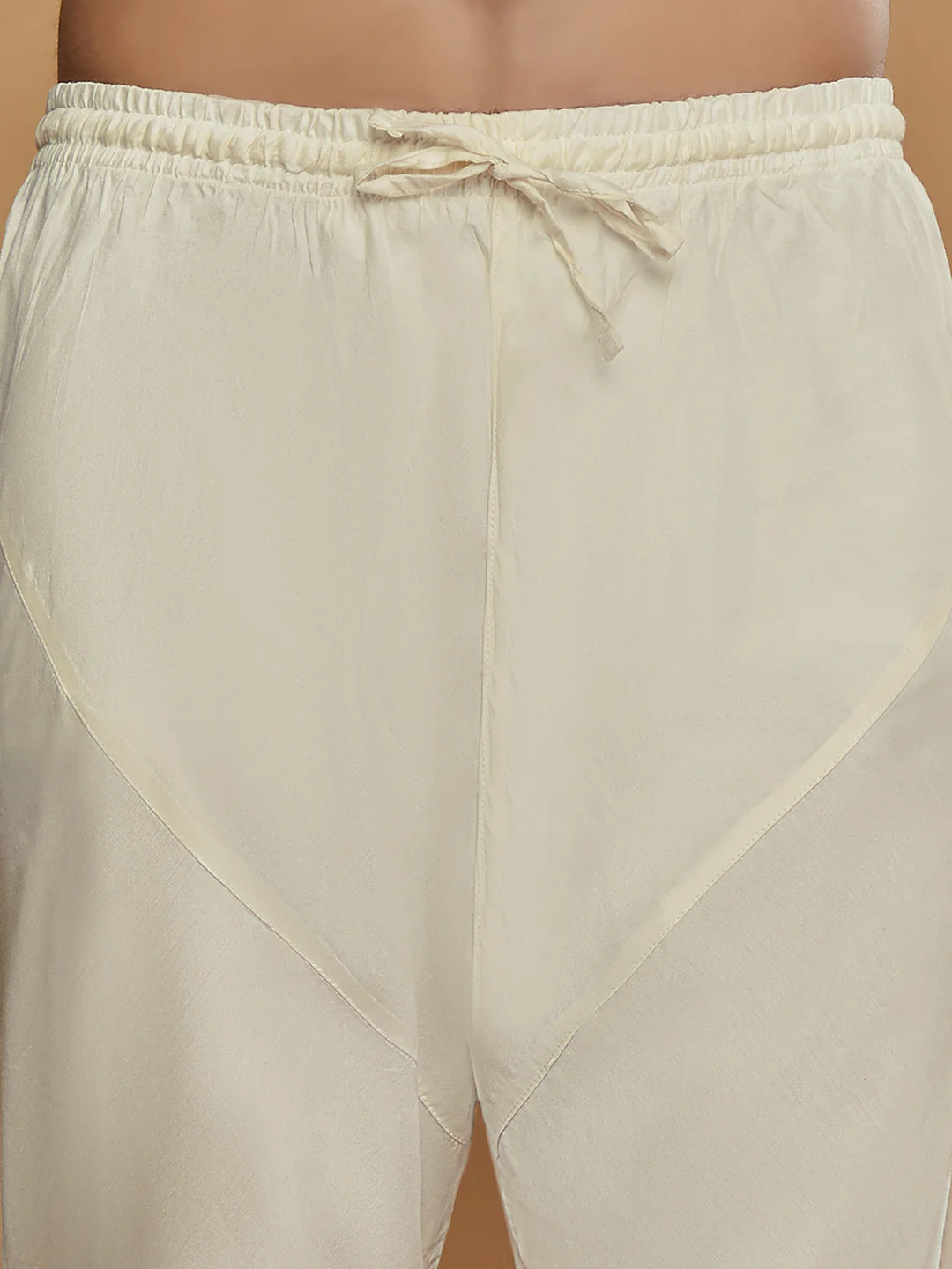 Men Off White Kurta Jacket Churidar Set - Image 7