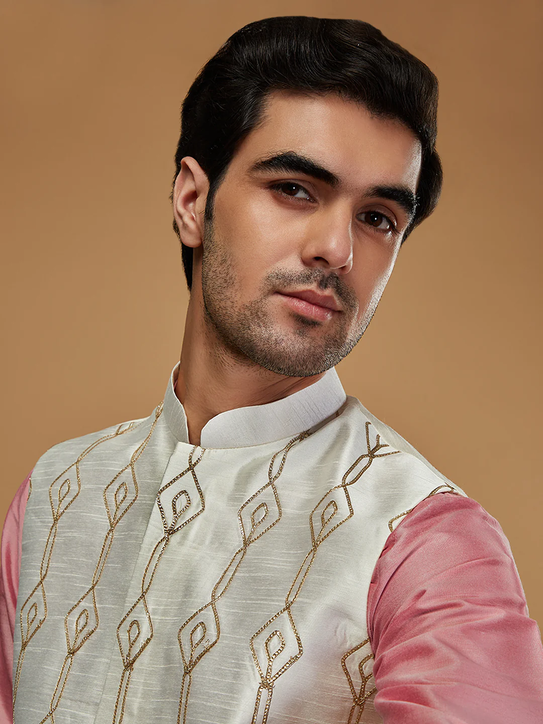Kisah Men Off White Kurta Jacket Trouser Set - Image 6
