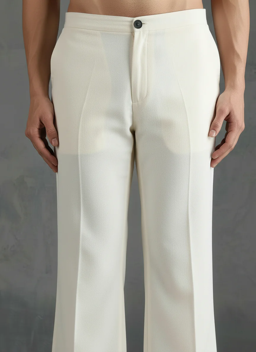 Cream Wide Leg Silk Blend Pant - Image 4
