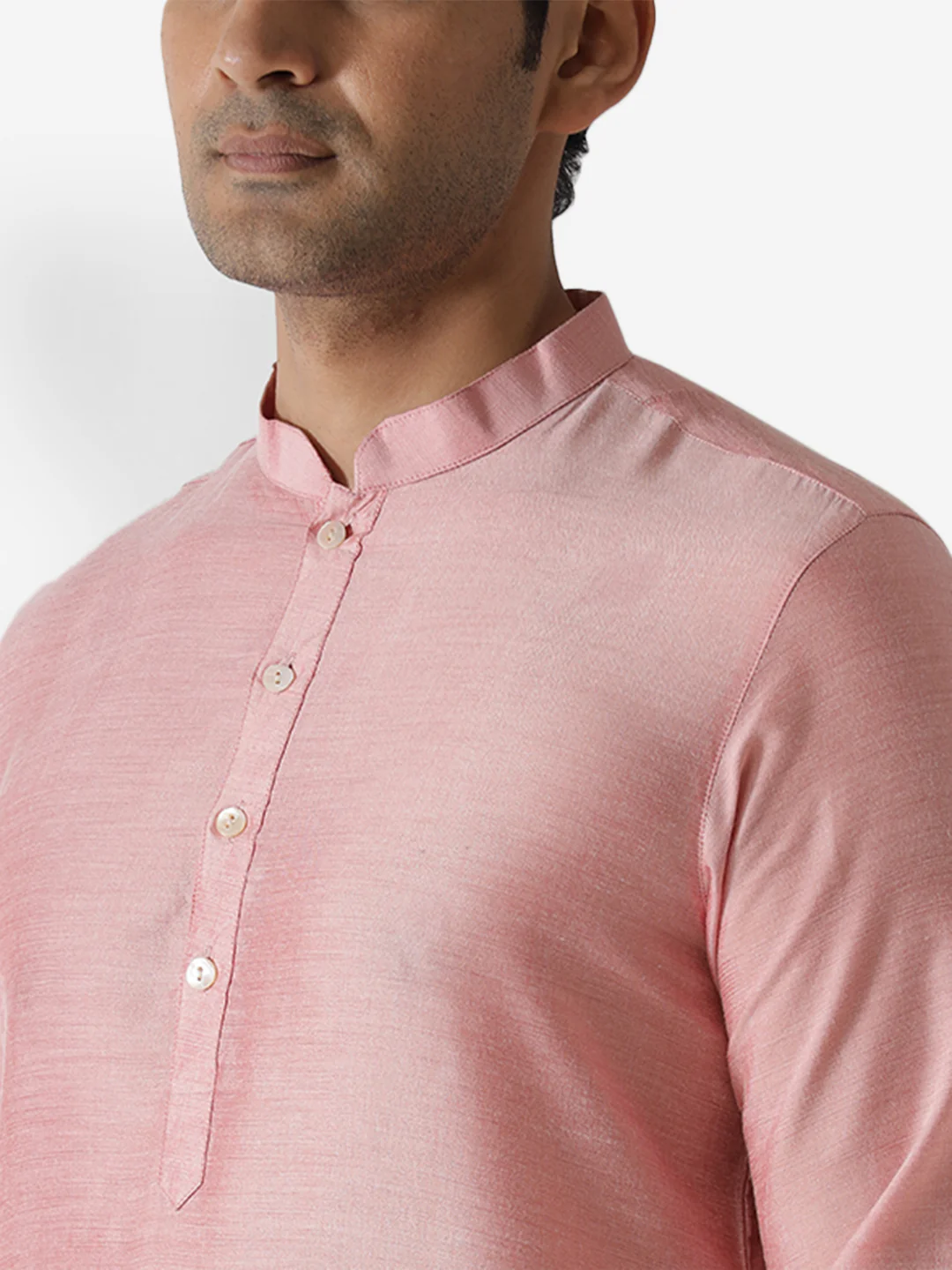 Men Pink Kurta Dhoti Set - Image 5