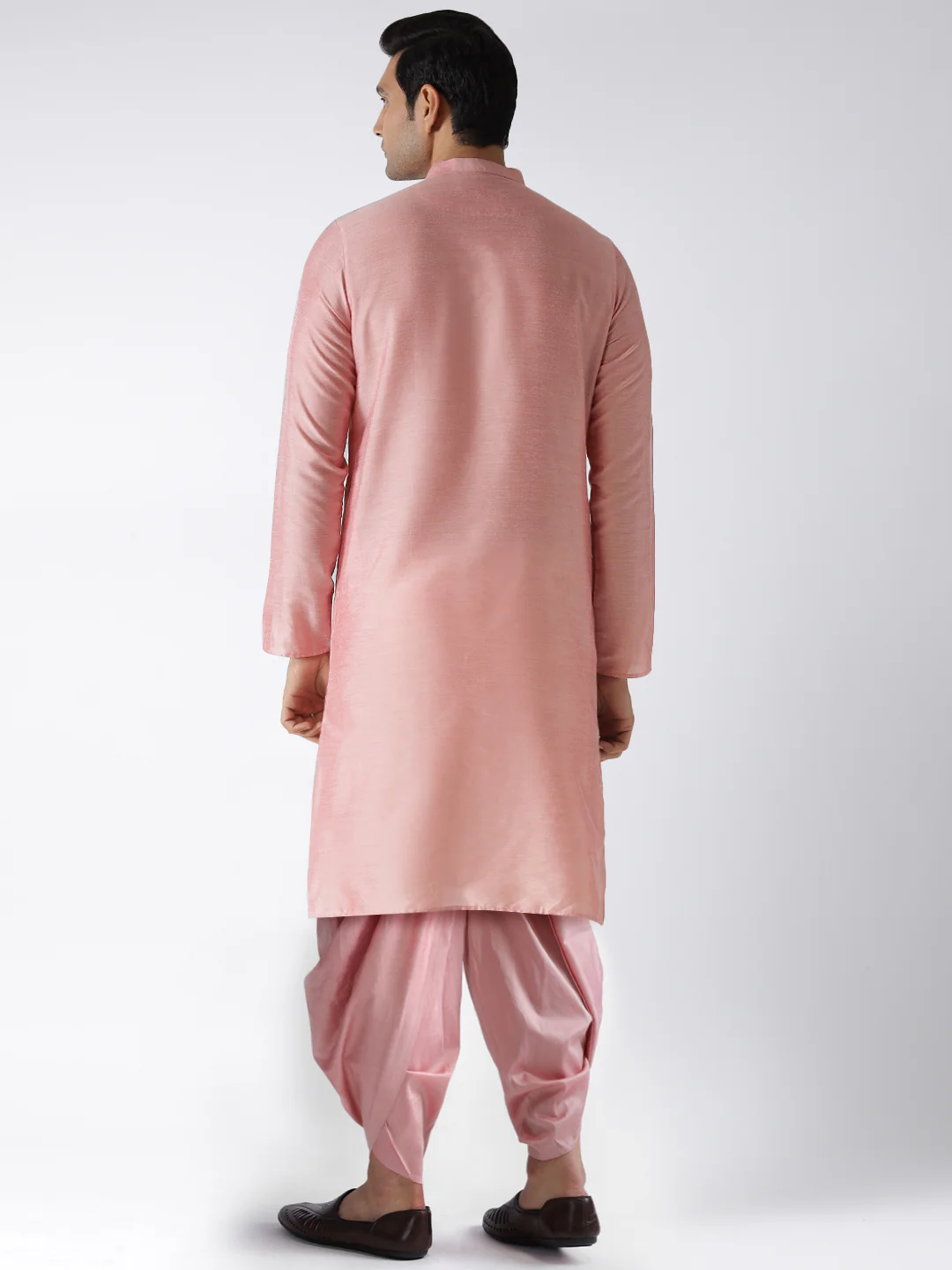 Men Pink Kurta Dhoti Set - Image 4