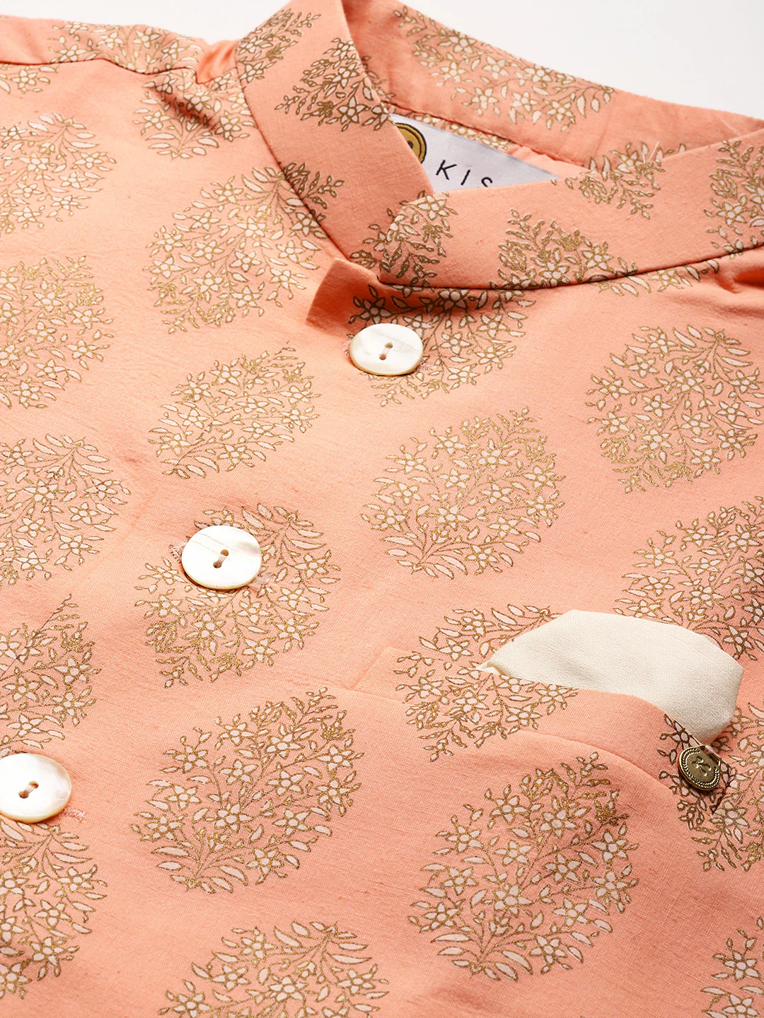 Men Pink Kurta Jacket Churidar Set - Image 4