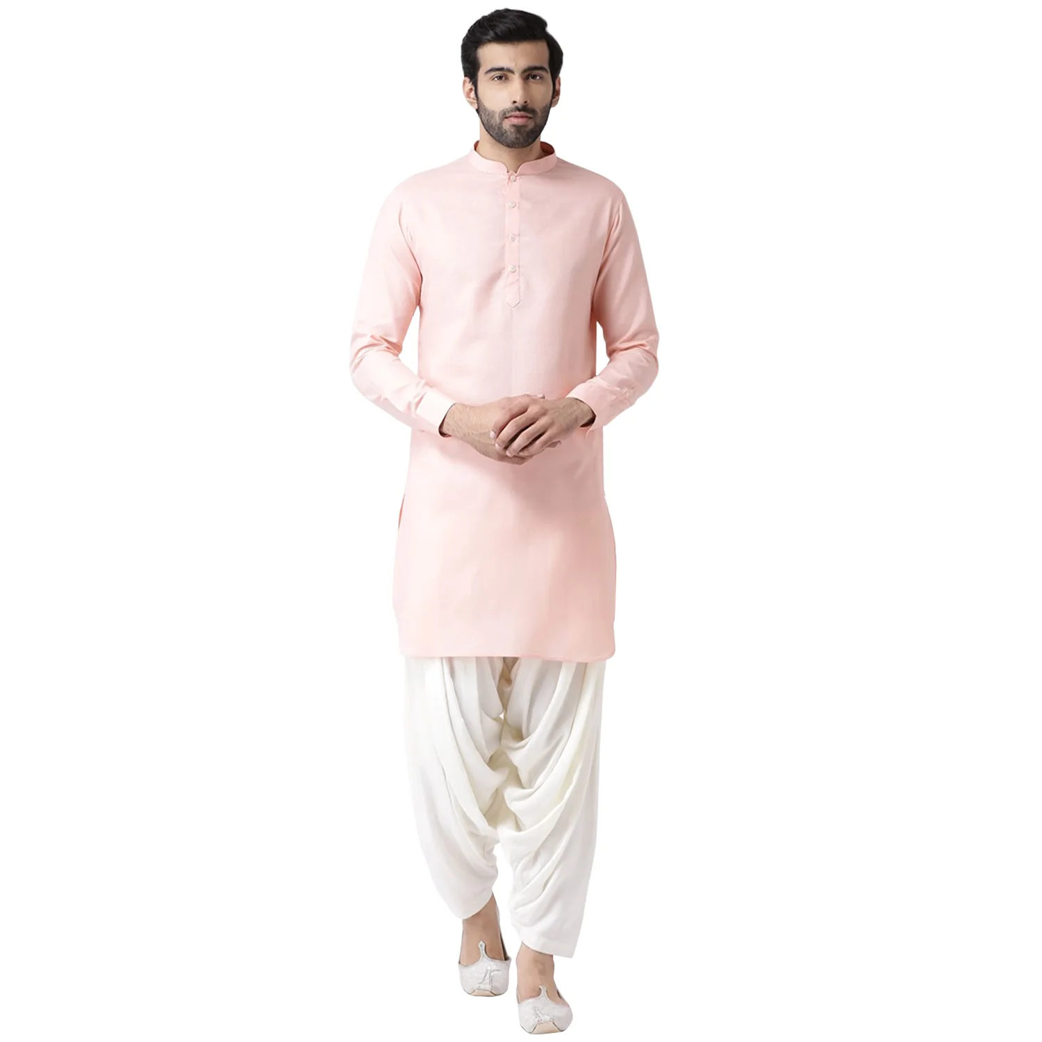 Men Pink Kurta Patiala Set