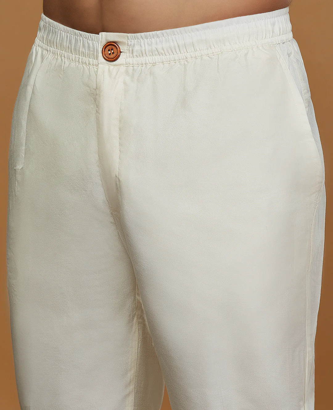 Pink Silk Blend Solid Kurta with Cream Trouser - Image 7