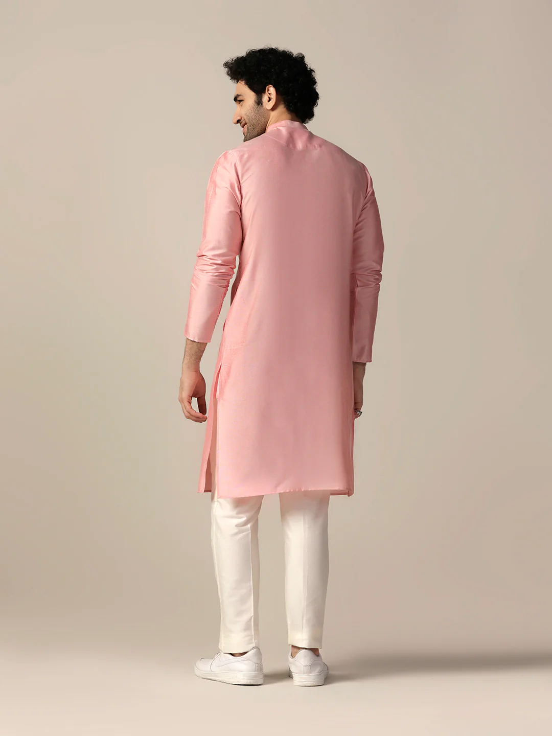 Men Pink Kurta Trouser Set - Image 5