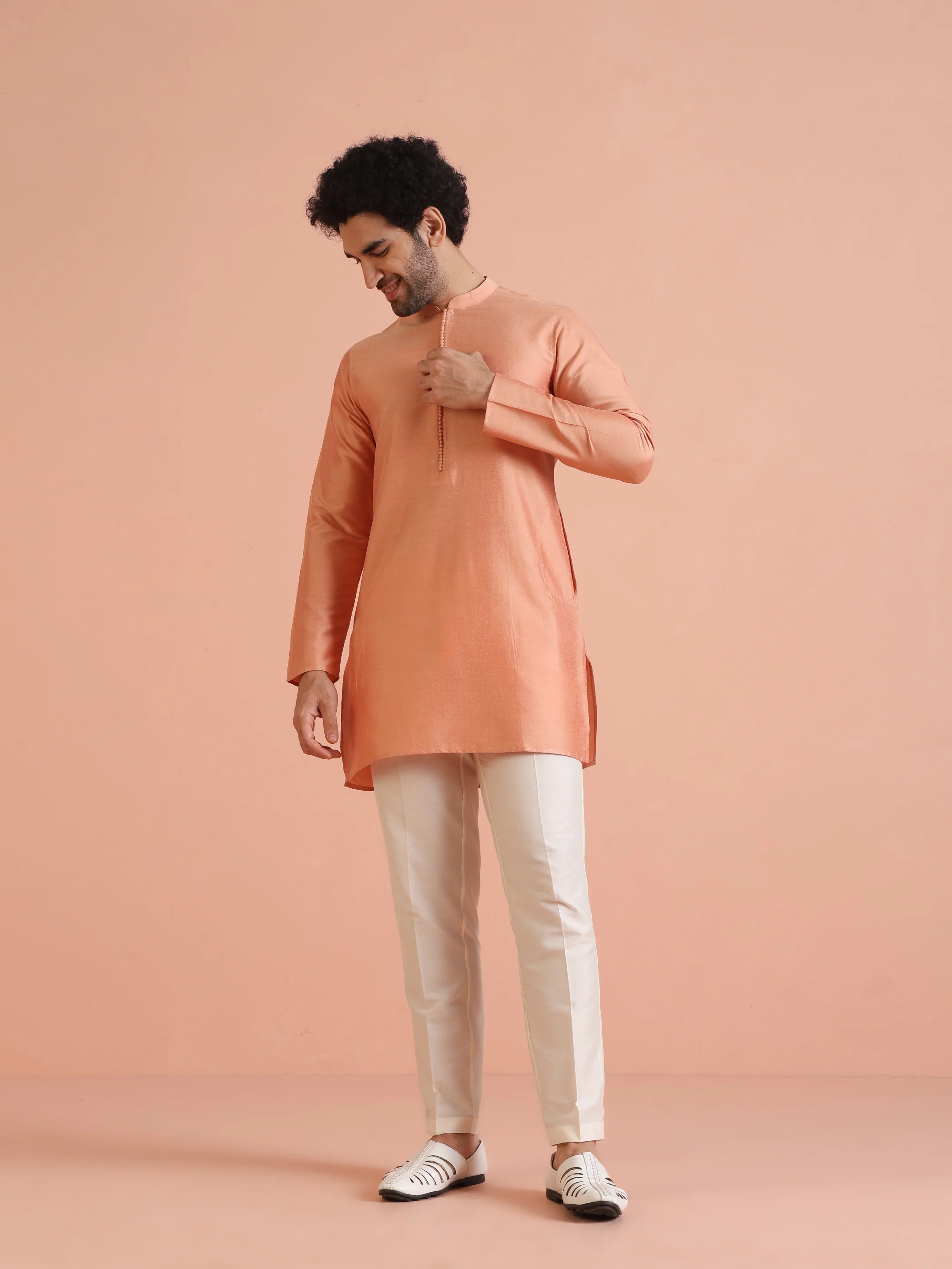 Men Purple Jacquard Kurta Jacket Trouser Set with Ethnic Motifs - Image 6