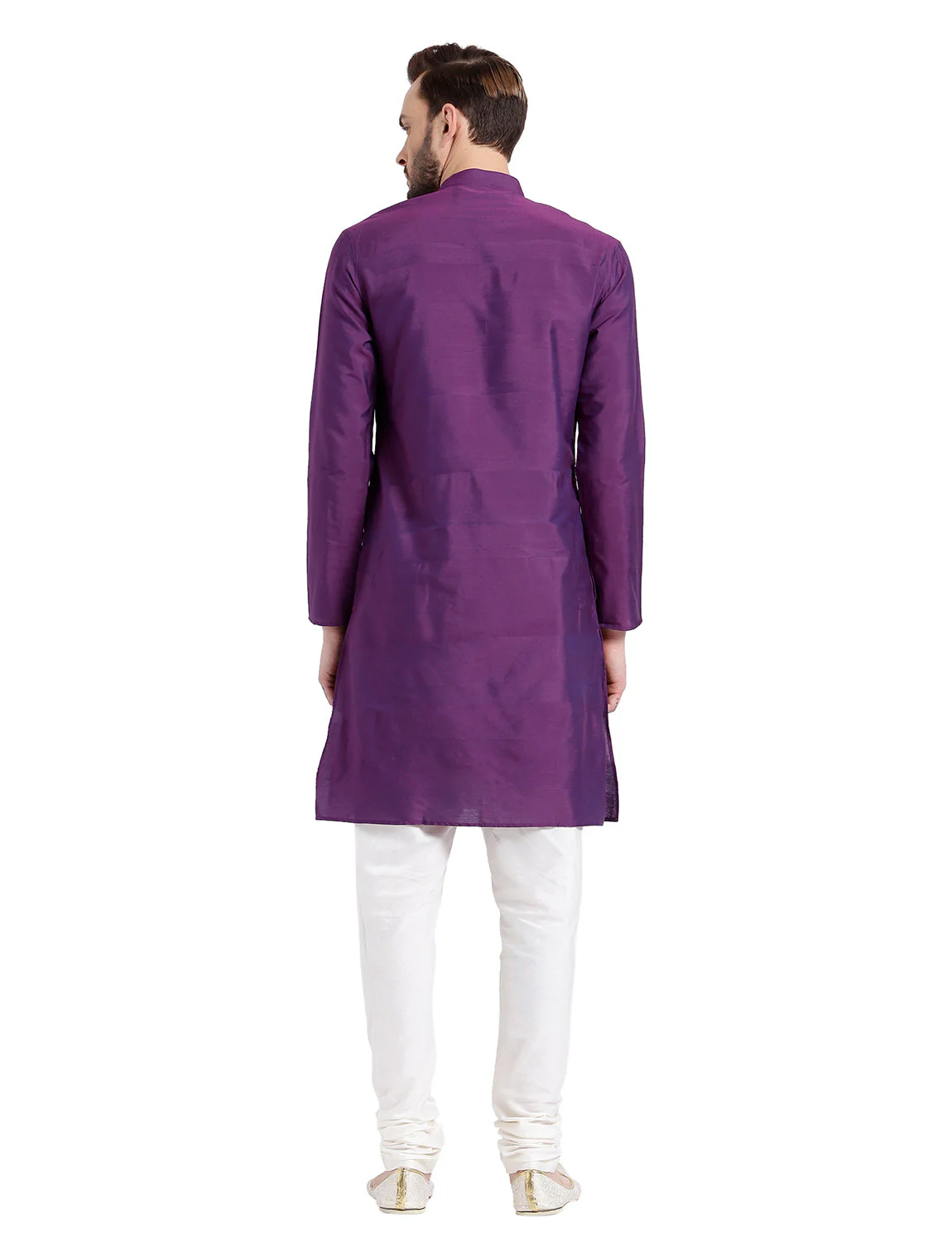 Men Purple Solid Dyed Kurta Churidar Set - Image 16