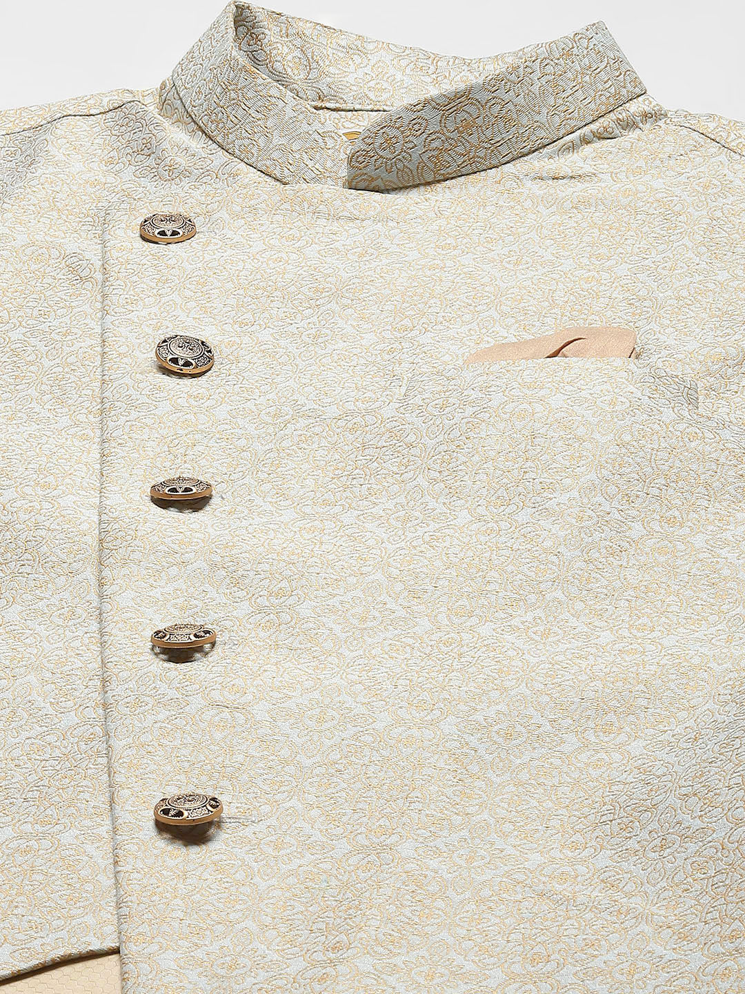 Men White Kurta Jacket Set - Image 3