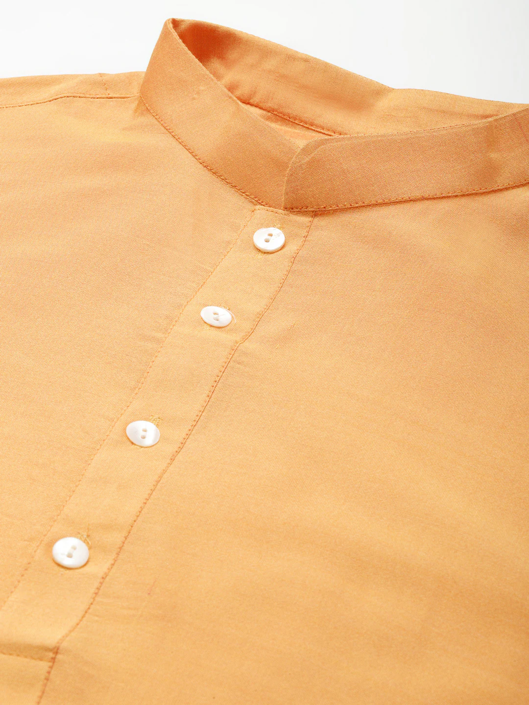 Mustard Cotton Silk Kurta Cream Churidar Dupatta Set - Image 4