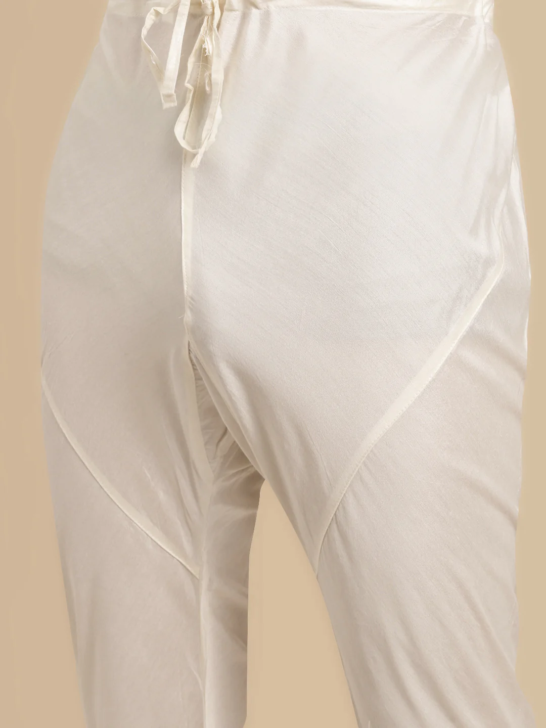 Mustard Cotton Silk Kurta Cream Churidar Dupatta Set - Image 6