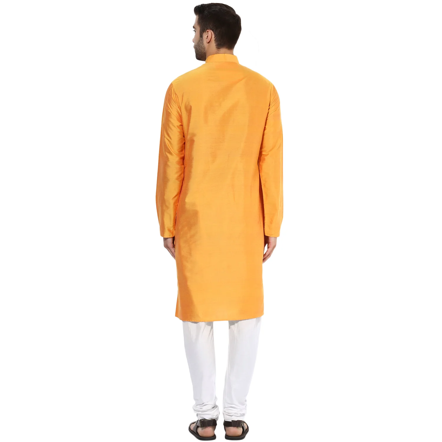 Golden Yellow Solid Kurta Churidar Set - Image 4