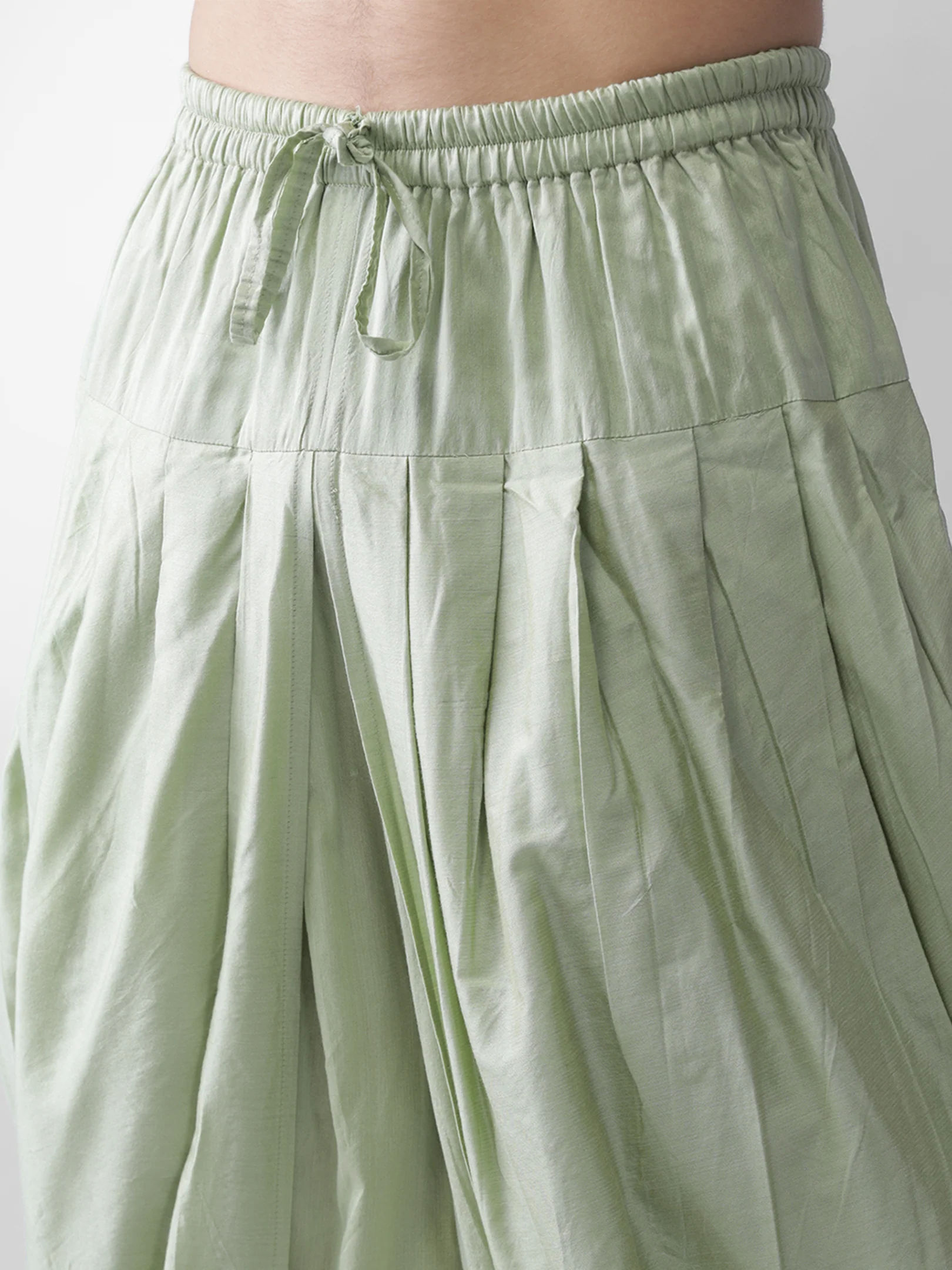 Yellow Silk Blend Kurta Mint Dhoti Set - Image 5