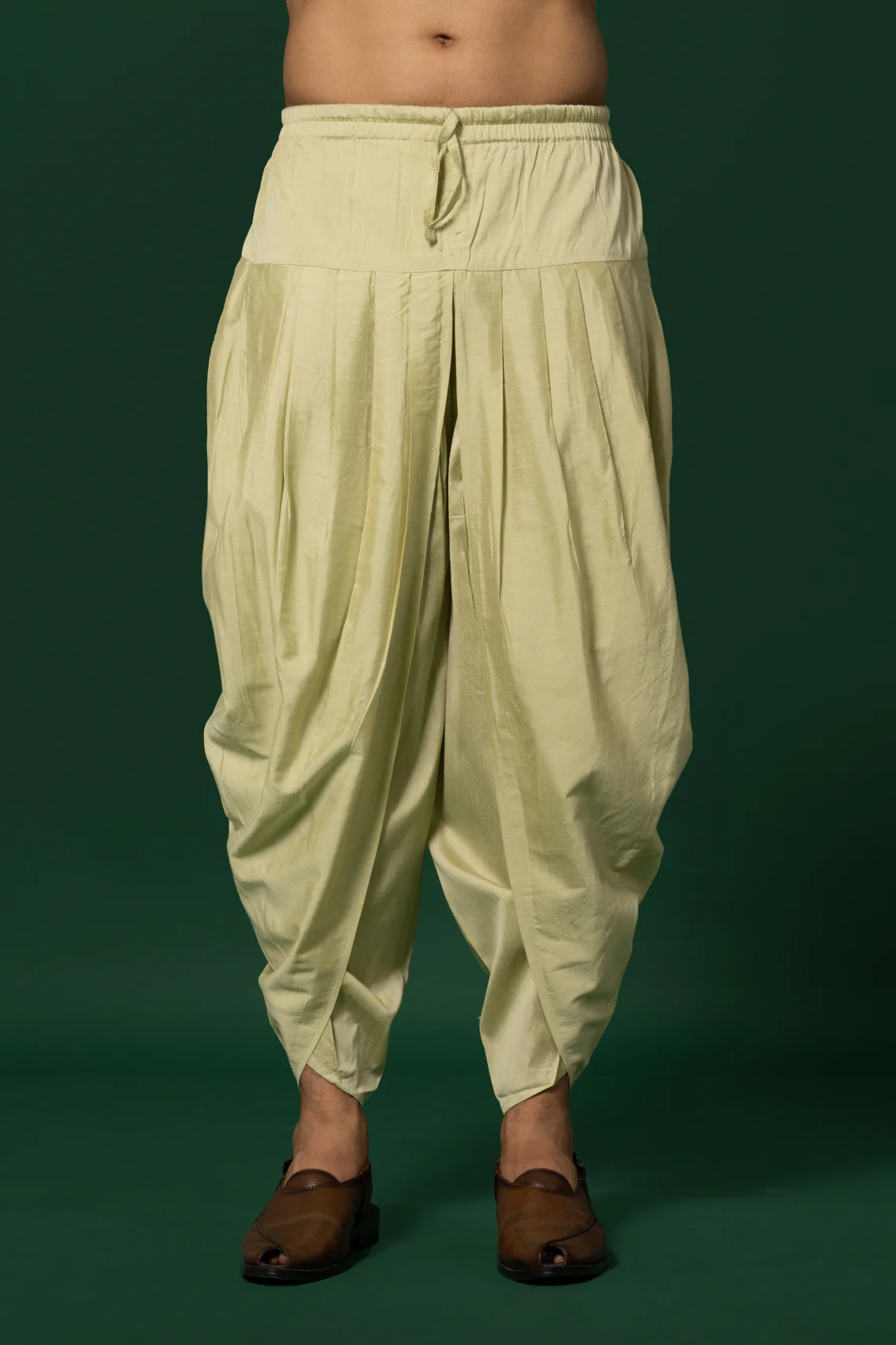 Yellow Silk Blend Printed Kurta Dhoti - Image 6