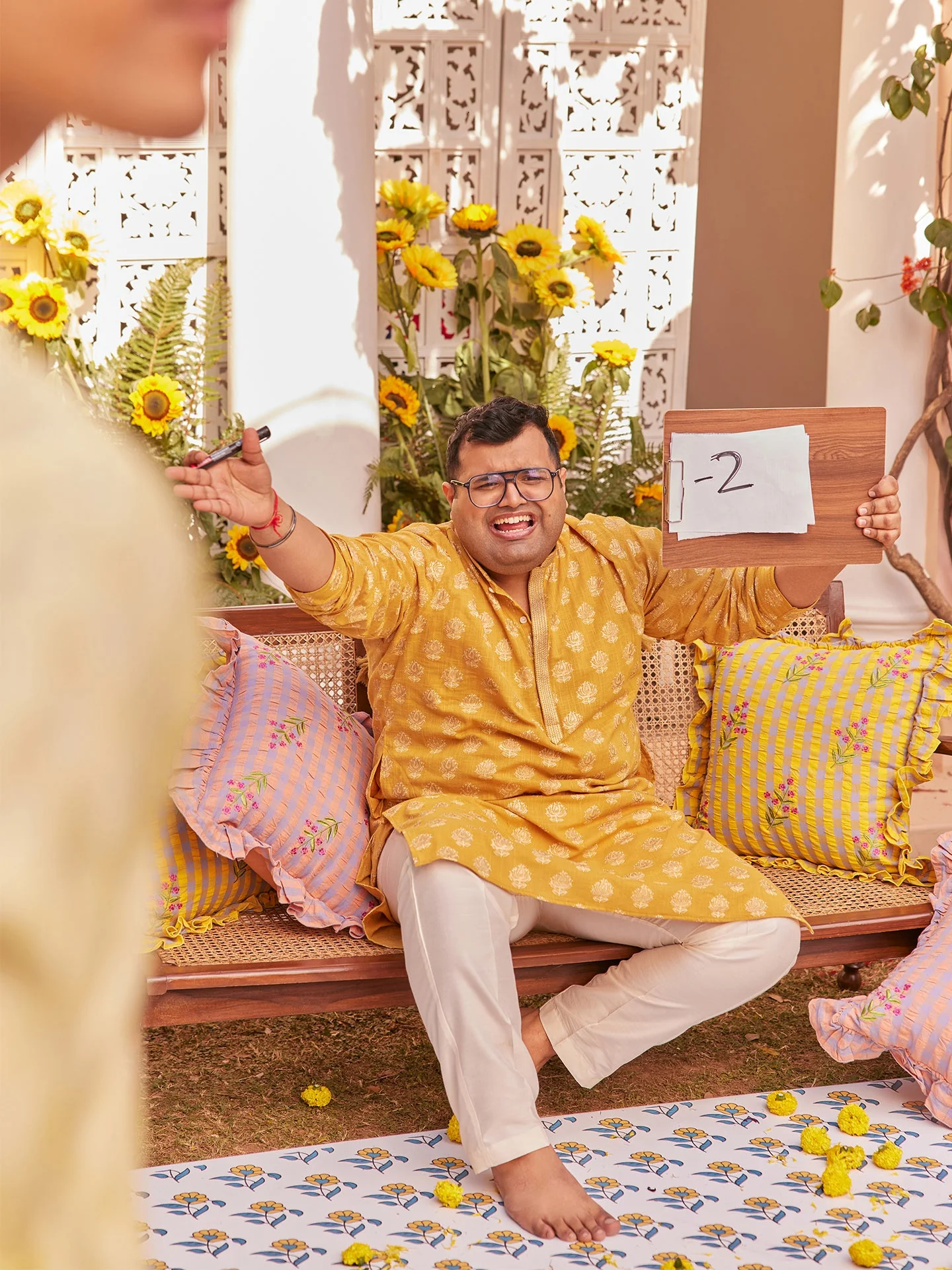 Mustard Yellow Jacquard Kurta - Image 8