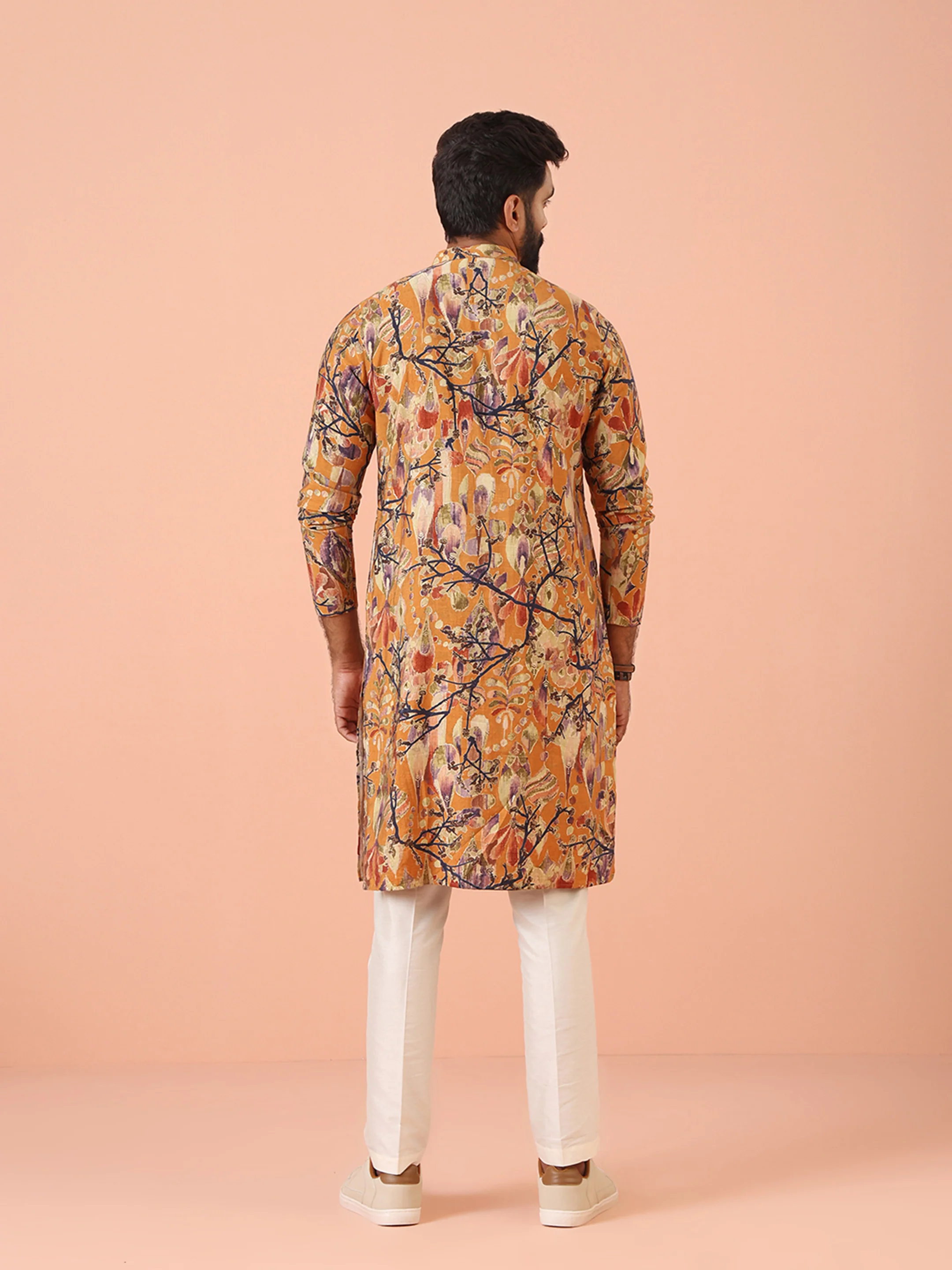 Mustard Printed Kurta Trouser Set - Image 4