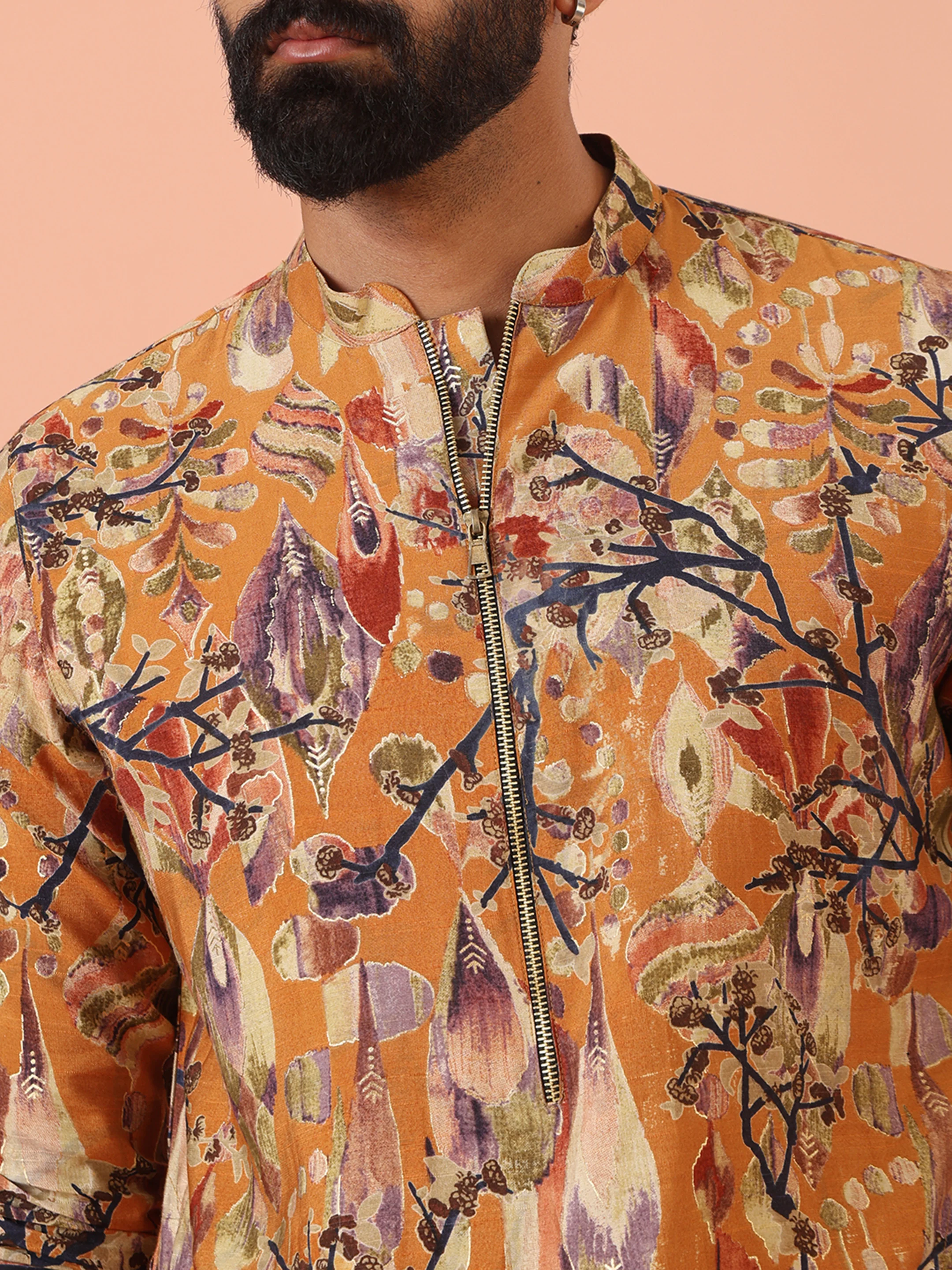 Mustard Printed Kurta Trouser Set - Image 5