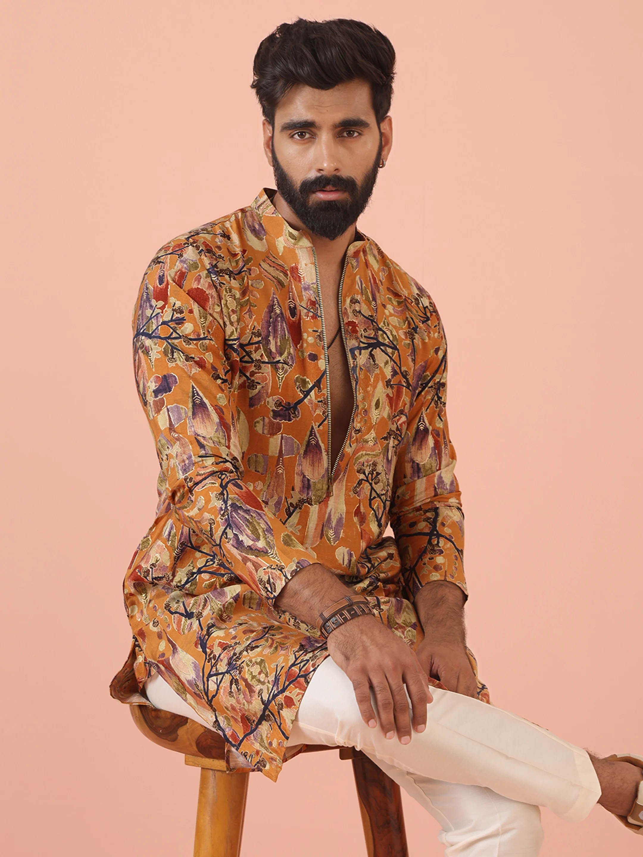 Mustard Printed Kurta Trouser Set - Image 7