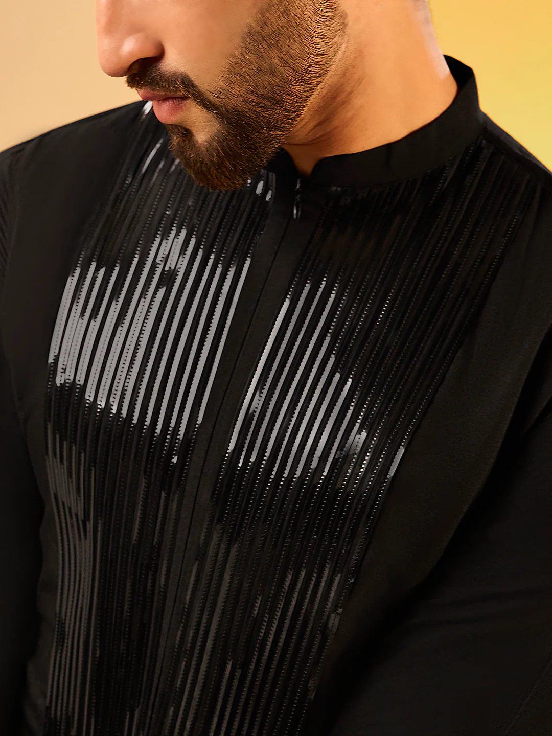Men's Black Kurta Churidar Set - Image 5