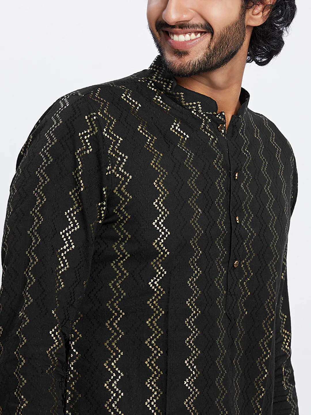 Kisah Men's Black Kurta Churidar Set - Image 5