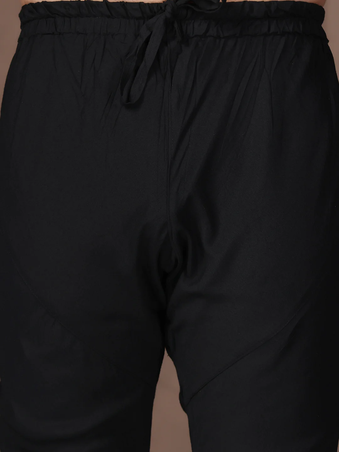 Black Embroidered Kurta Set with Churidar - Image 6