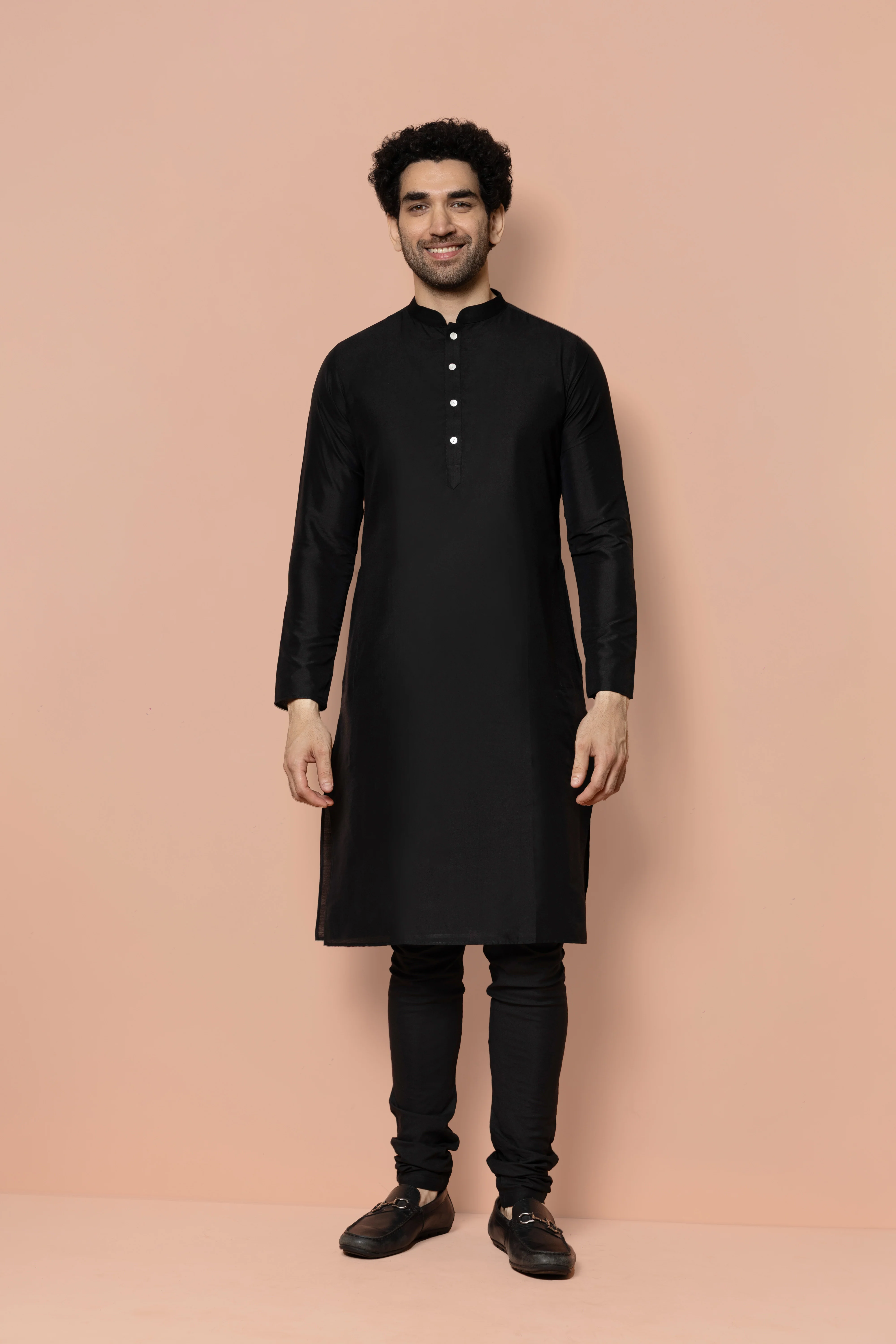 Black Jacquard Sherwani Set - Image 7