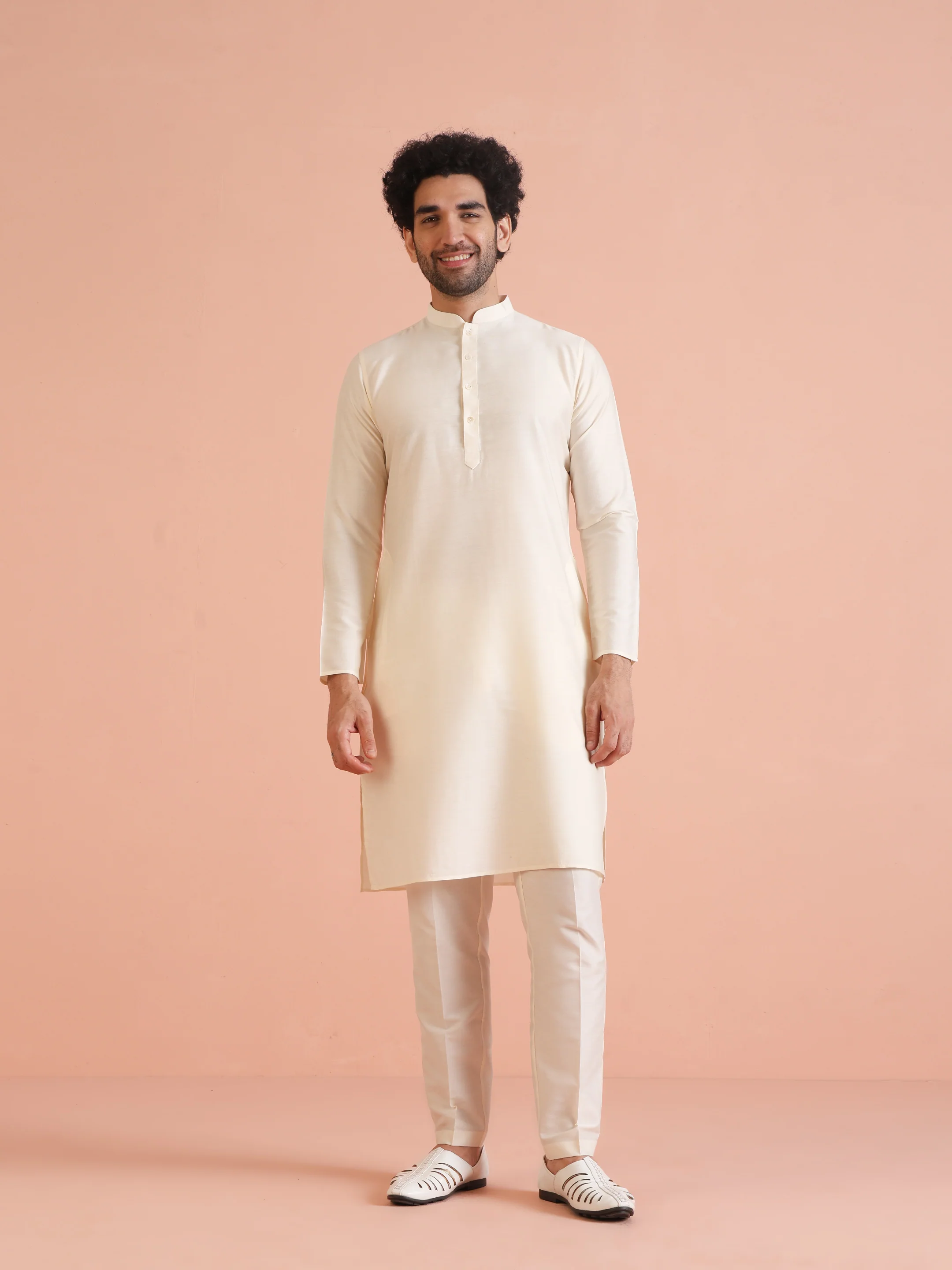 Men Black Solid Kurta Indowestern Trouser Set - Image 7
