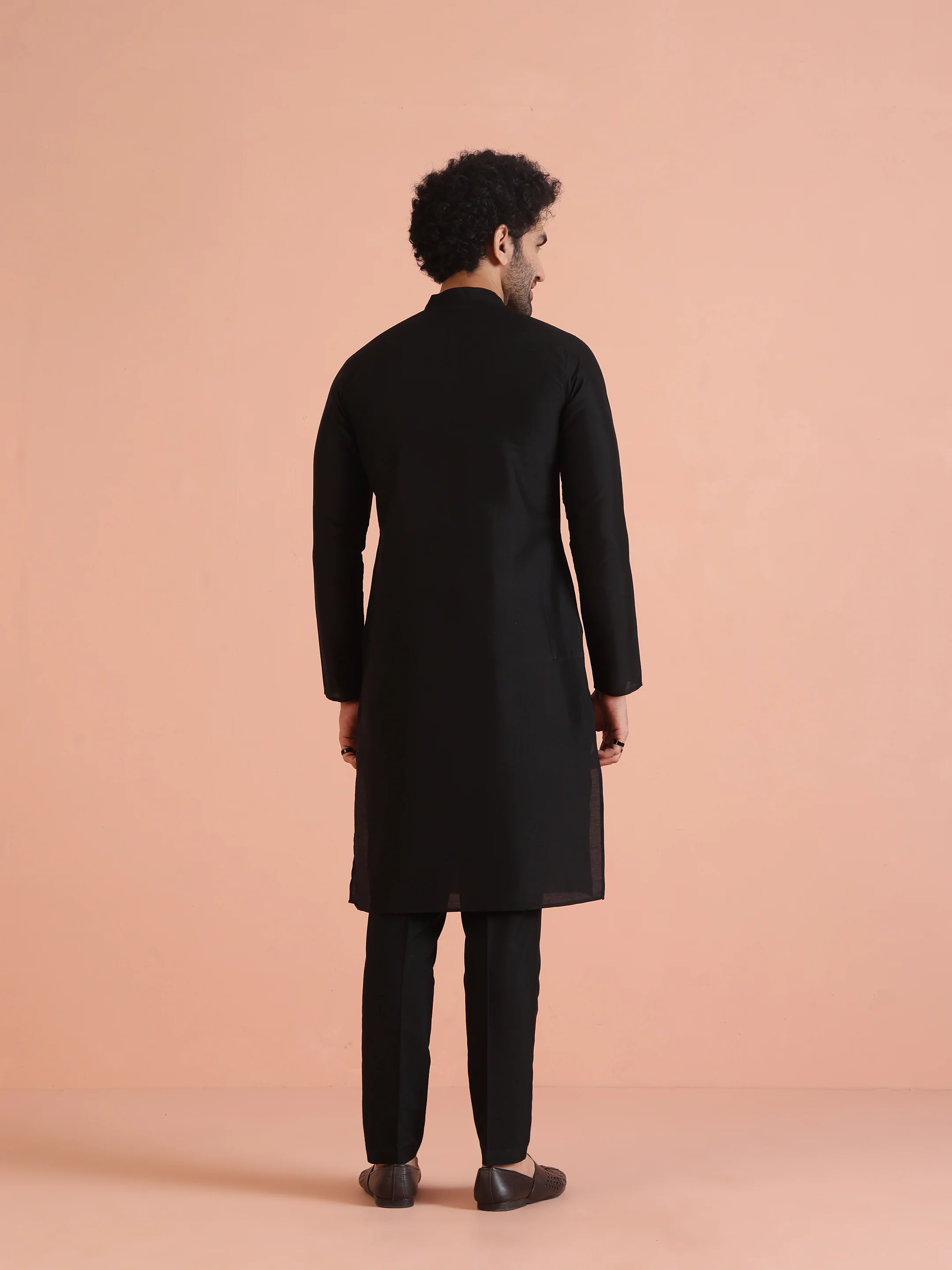 Men's Black Kurta Trouser Set - Image 5