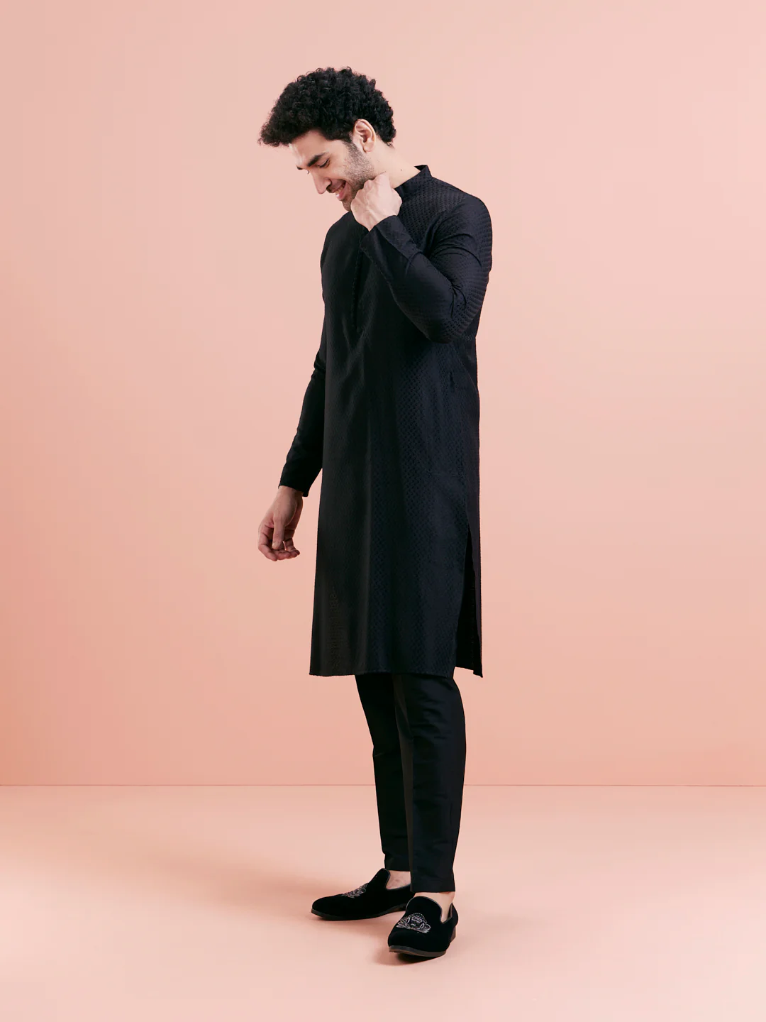 Men's Black Kurta Trouser Set - Image 3