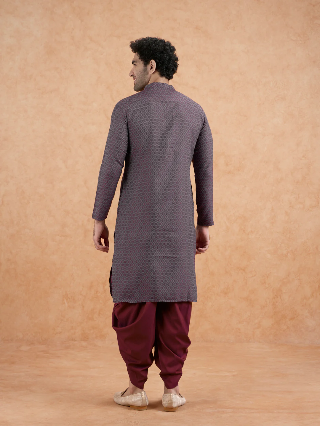 Grey Printed Kurta Dhoti Set - Image 5