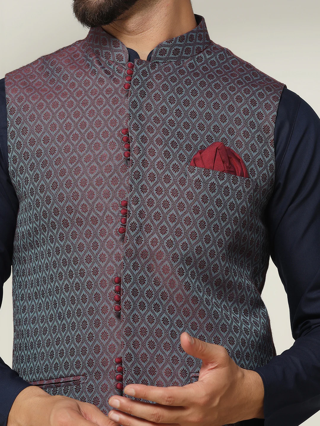 Blue Jacket Kurta Churidar Set - Image 6