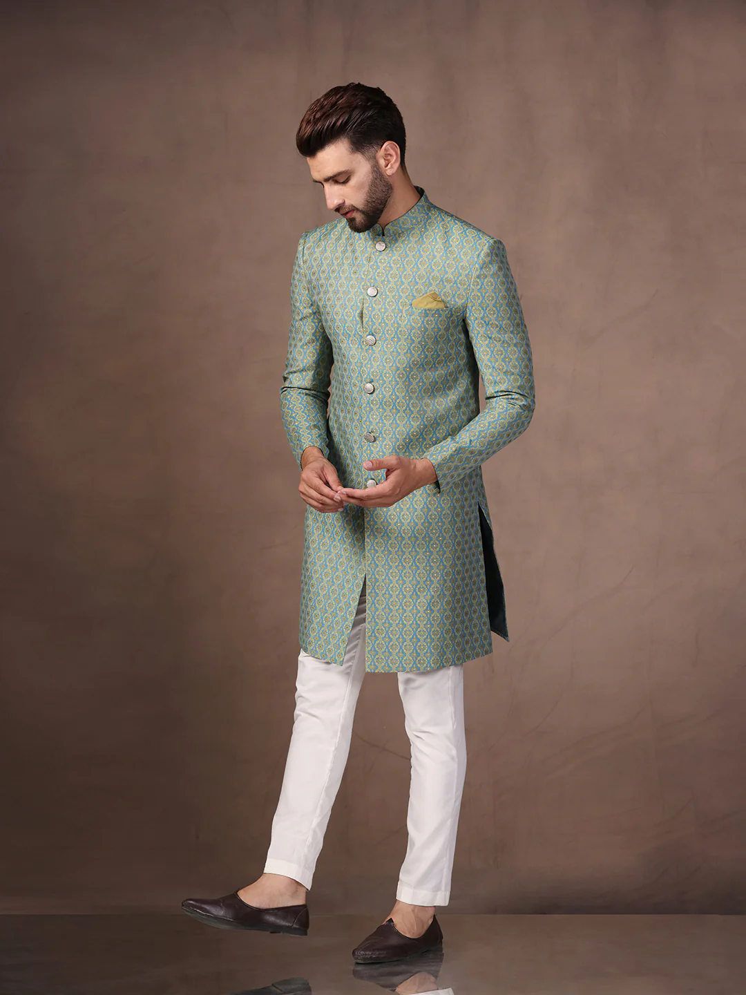 Men's Blue Indowestern Trouser Set - Image 3